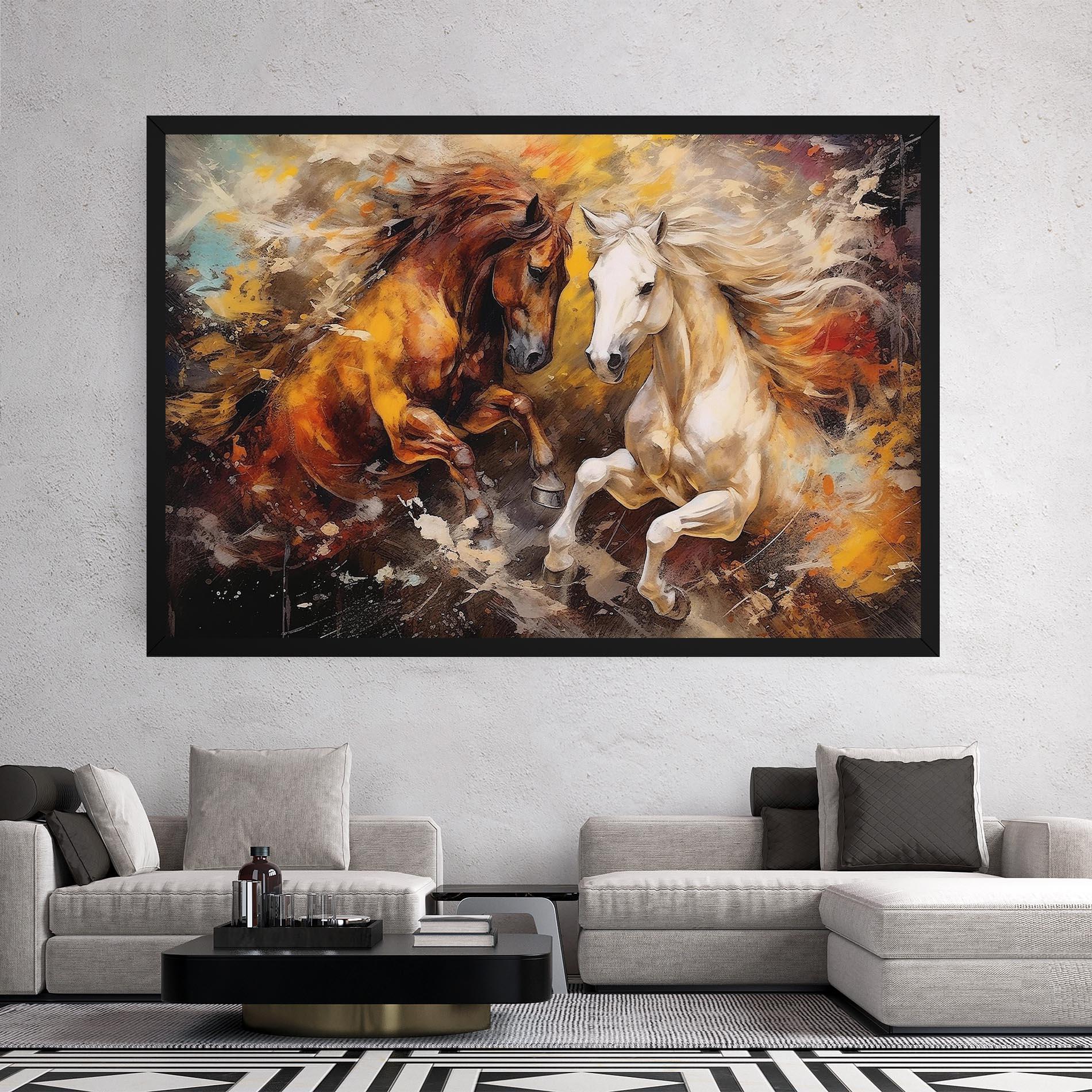 Tablou Canvas Brown White Horses mockup 2