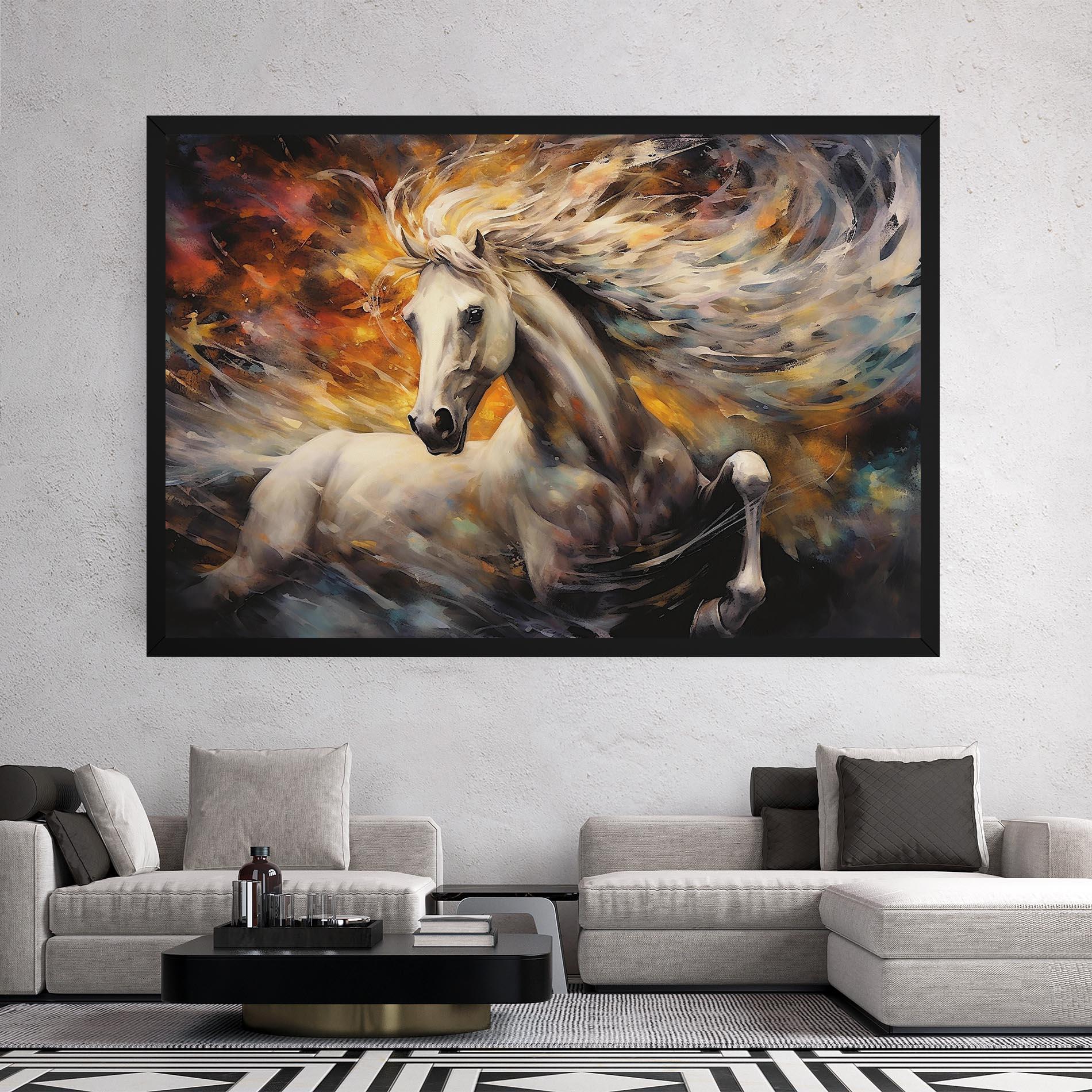 Tablou Canvas White Horse Painting mockup 2