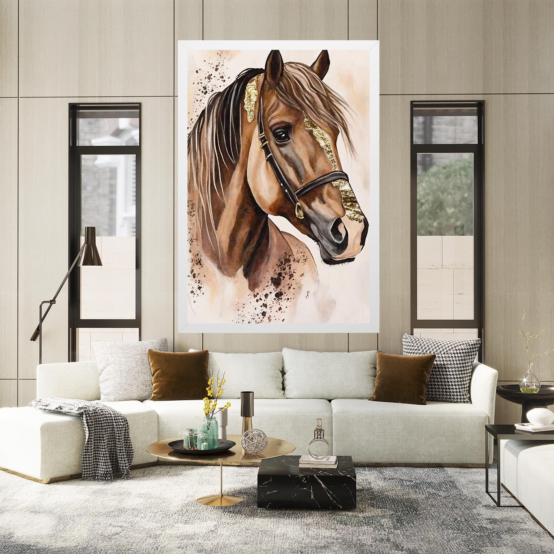 Tablou Canvas Gold Horse Painting mockup 2