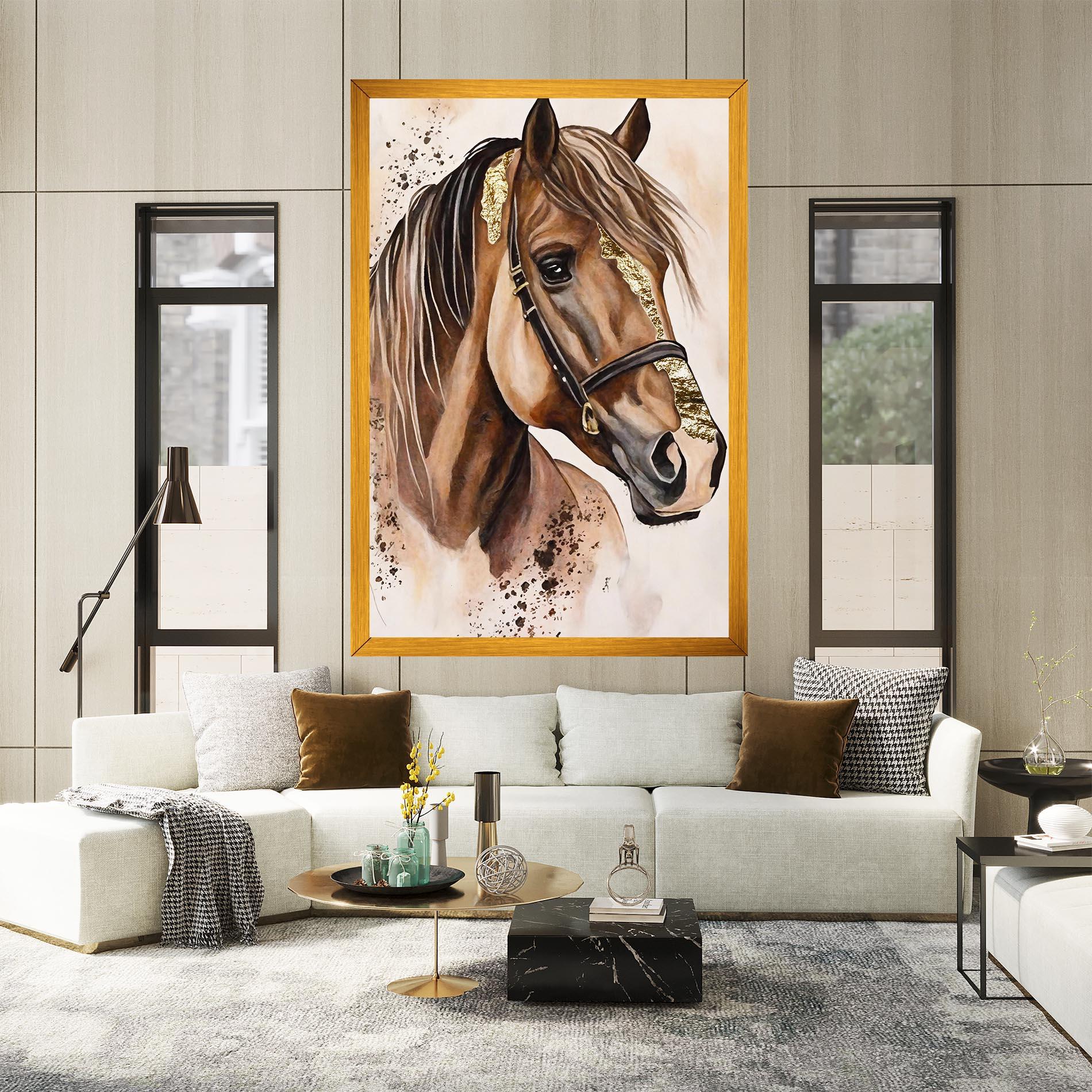 Tablou Canvas Gold Horse Painting mockup 2
