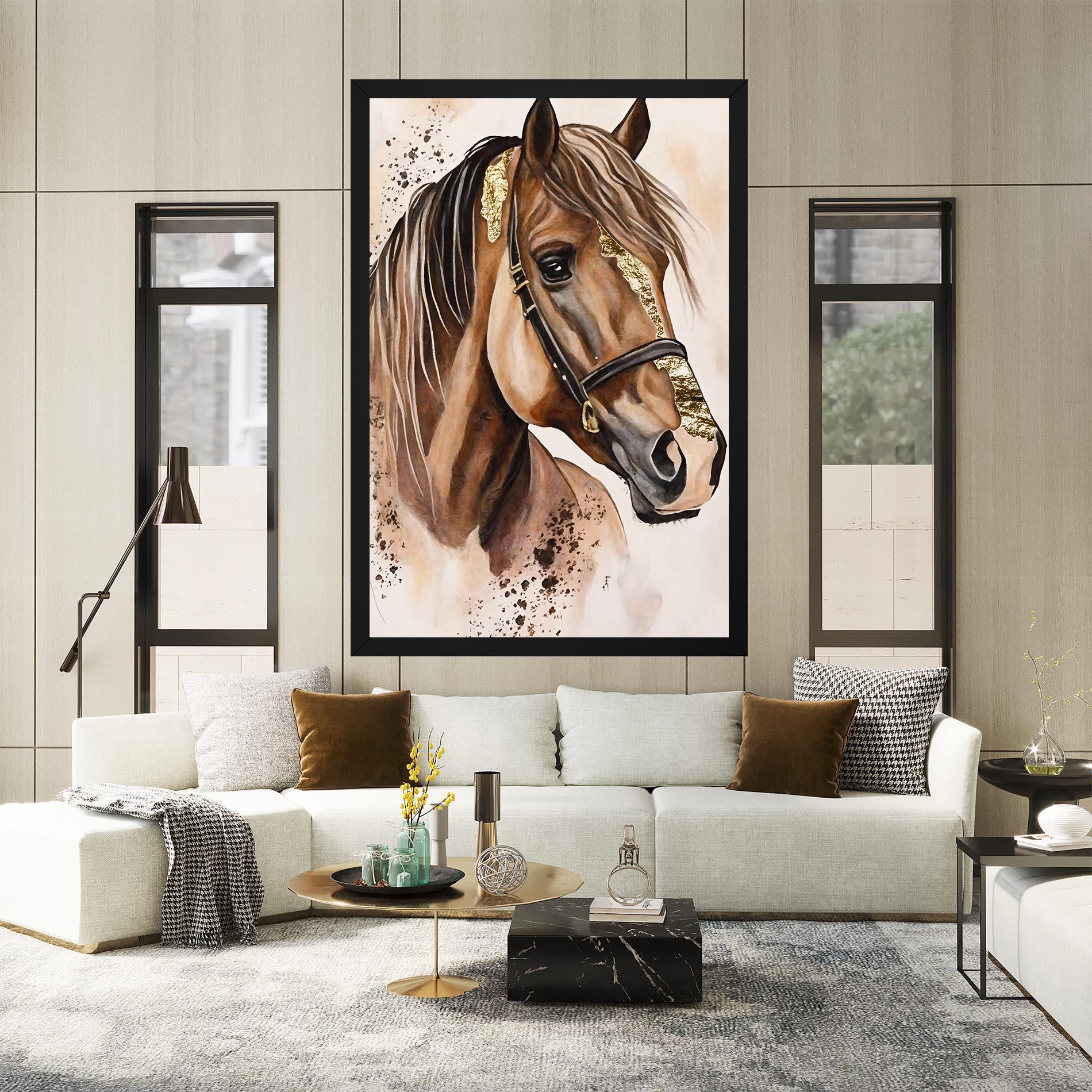 Tablou Canvas Gold Horse Painting mockup 2