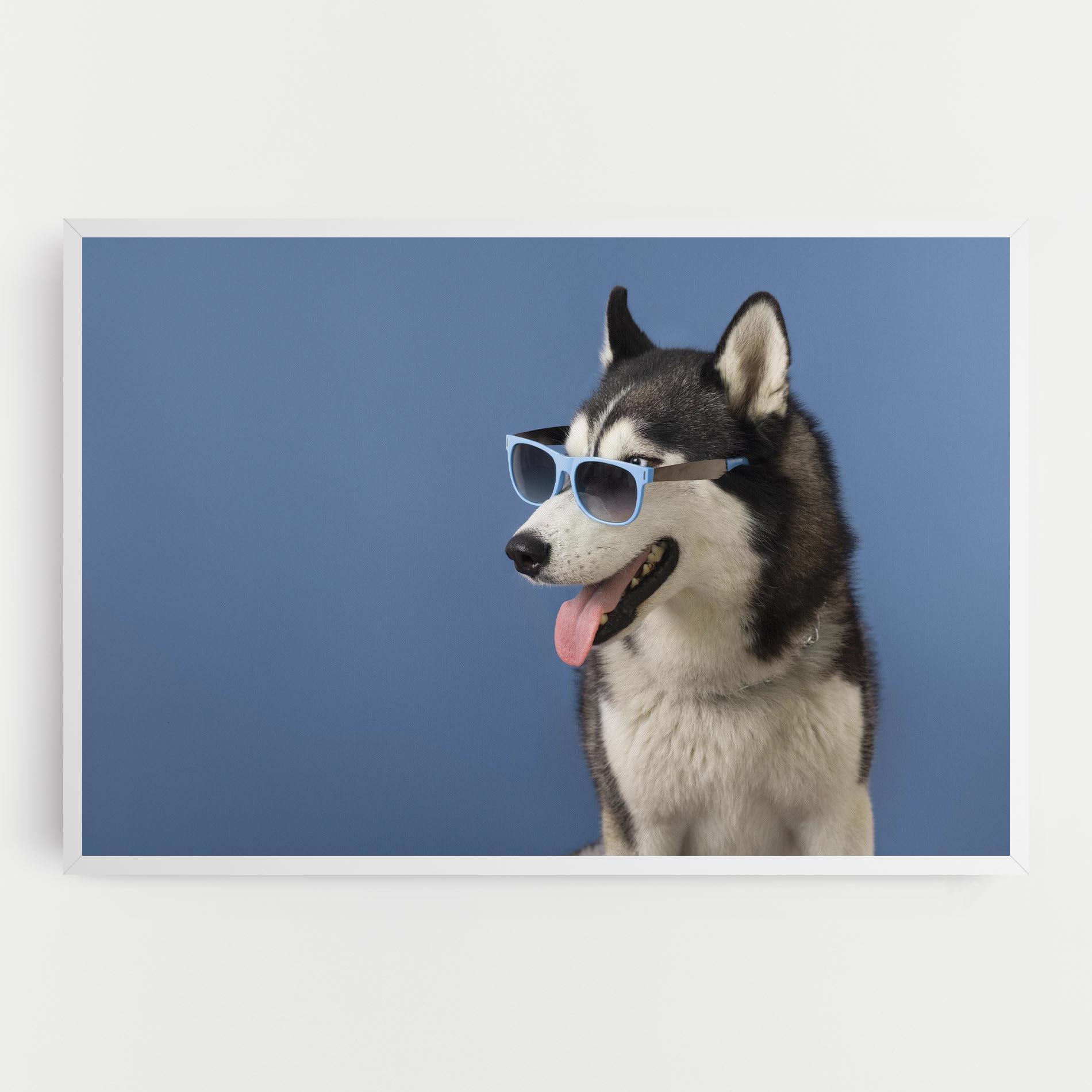 Tablou Canvas Blue Glasses Dog mockup 0