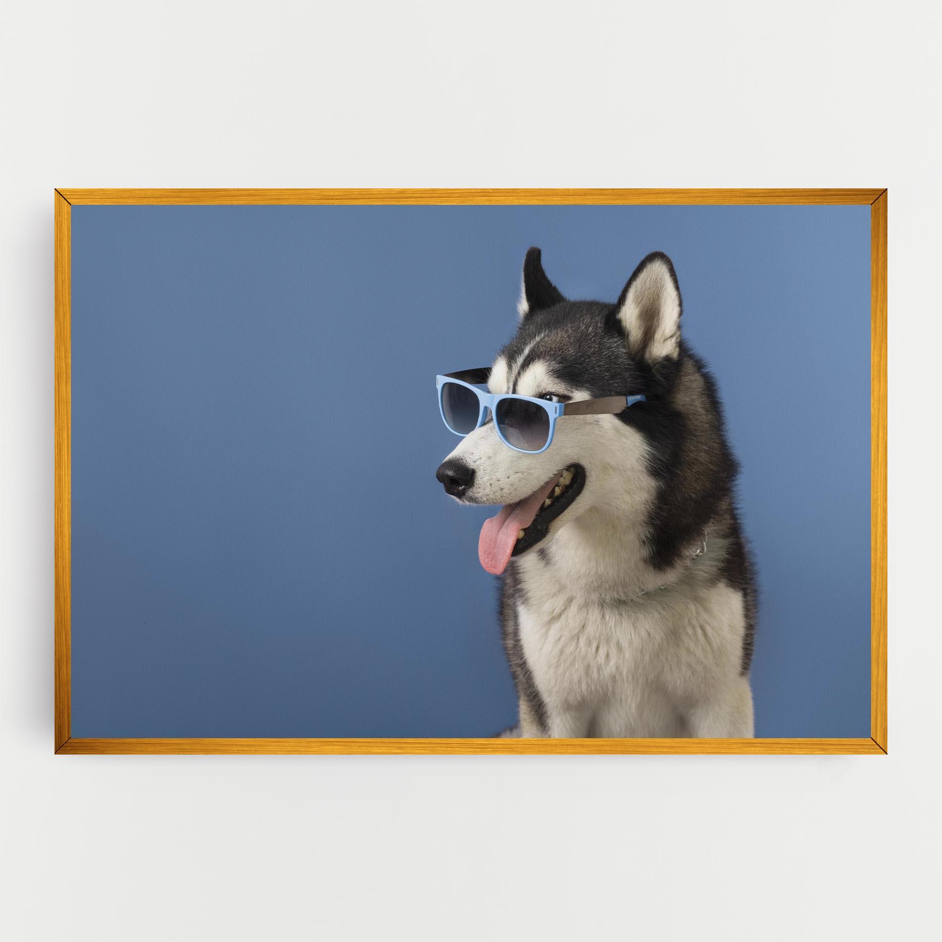 Tablou Canvas Blue Glasses Dog mockup 0