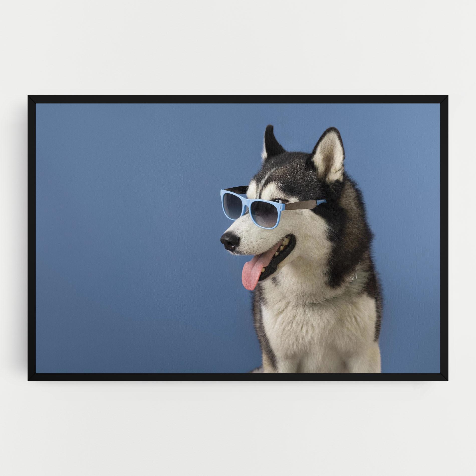 Tablou Canvas Blue Glasses Dog mockup 0