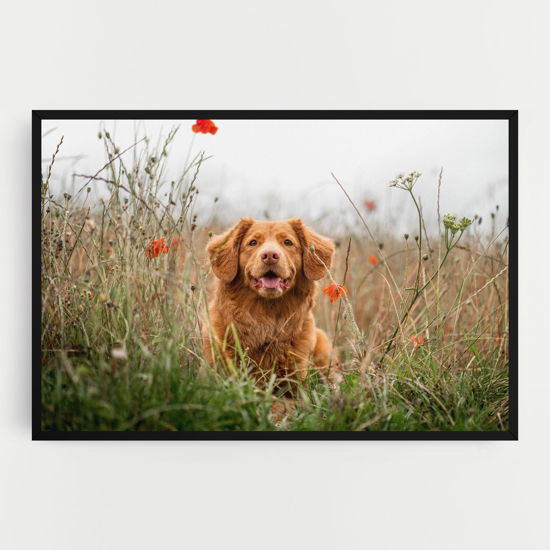 Tablou Canvas Red Flowers Dog mockup 0