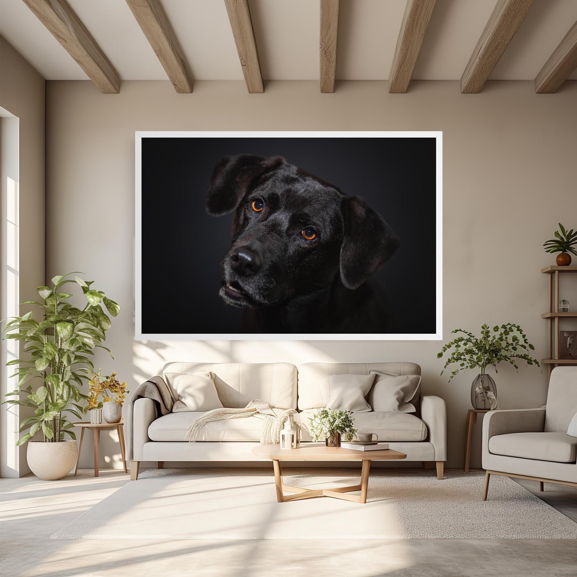 Tablou Canvas Black Dog Portrait mockup 6