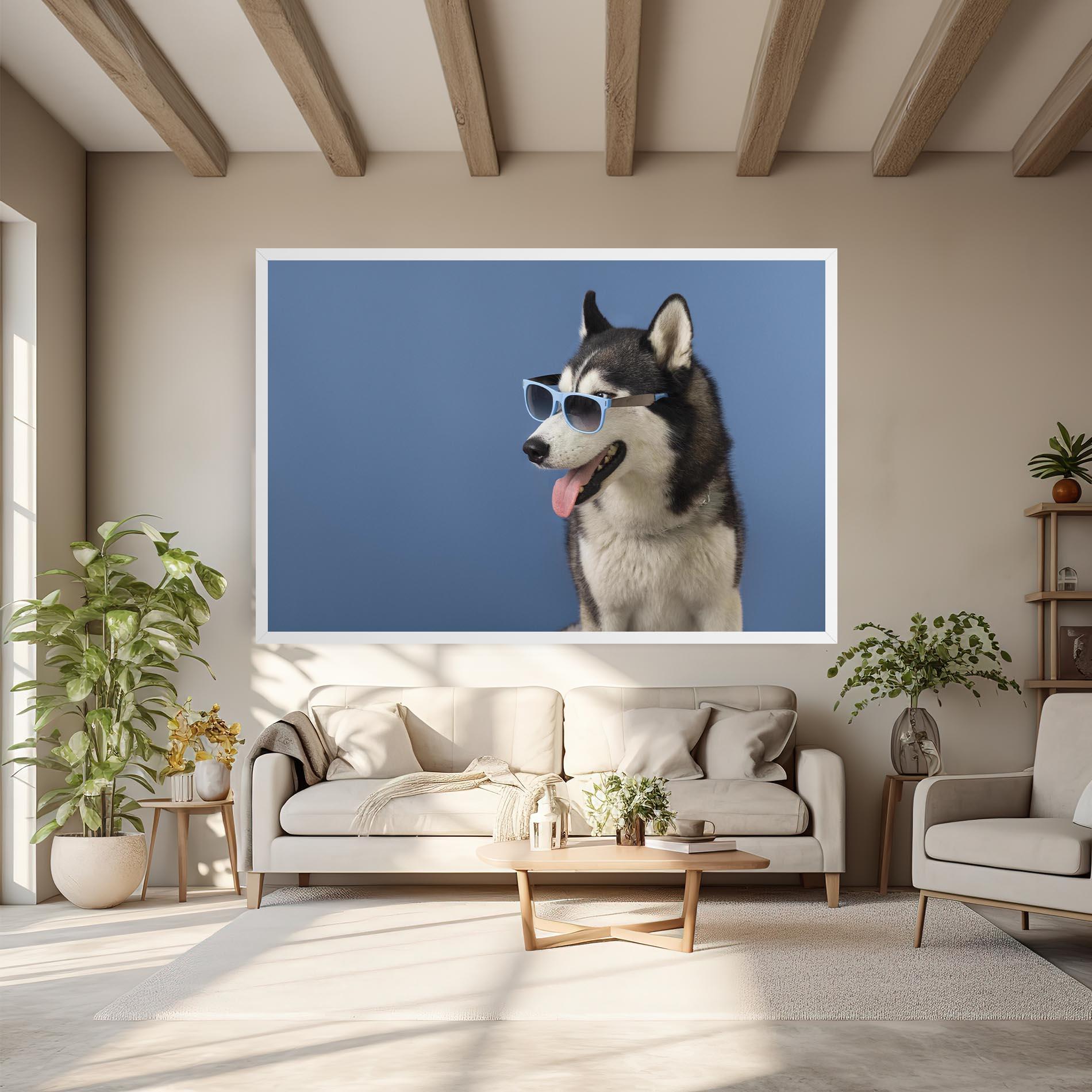 Tablou Canvas Blue Glasses Dog mockup 6