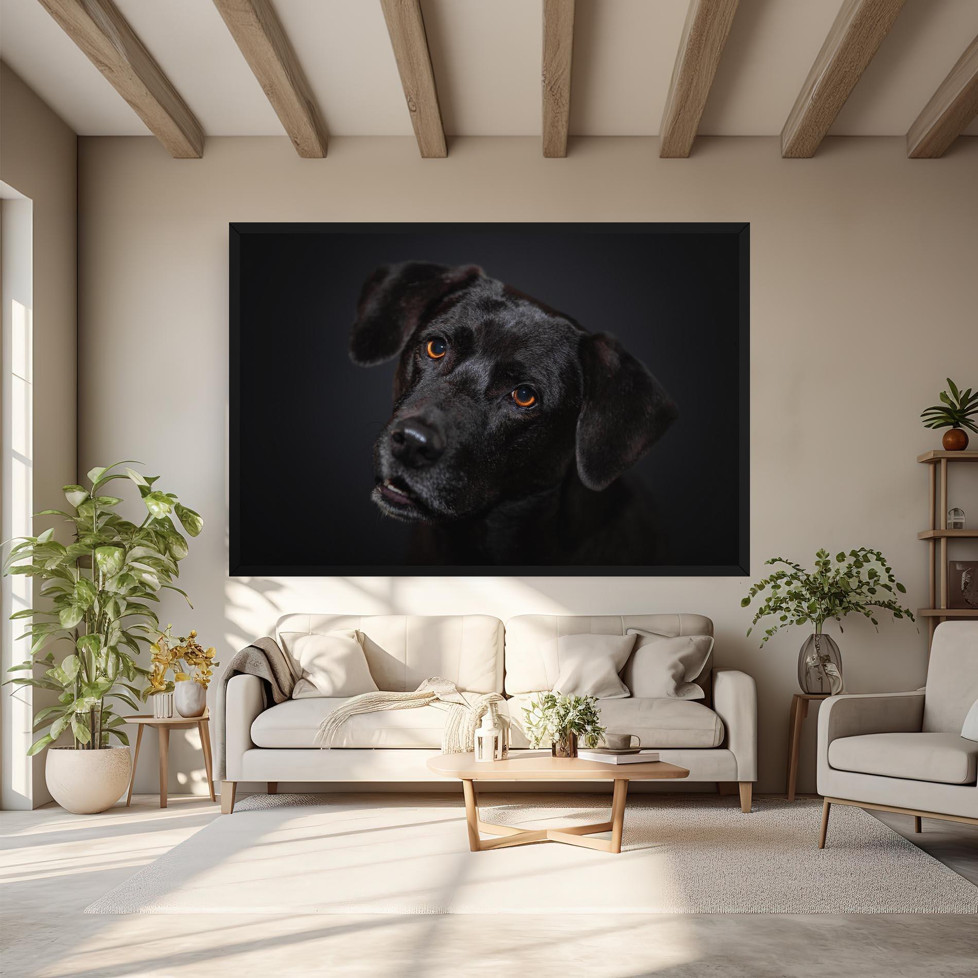 Tablou Canvas Black Dog Portrait mockup 6