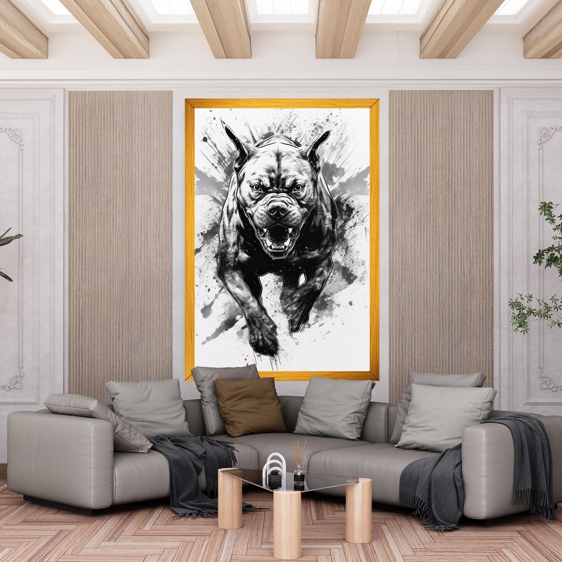 Tablou Canvas Angry Dog Jump mockup 6