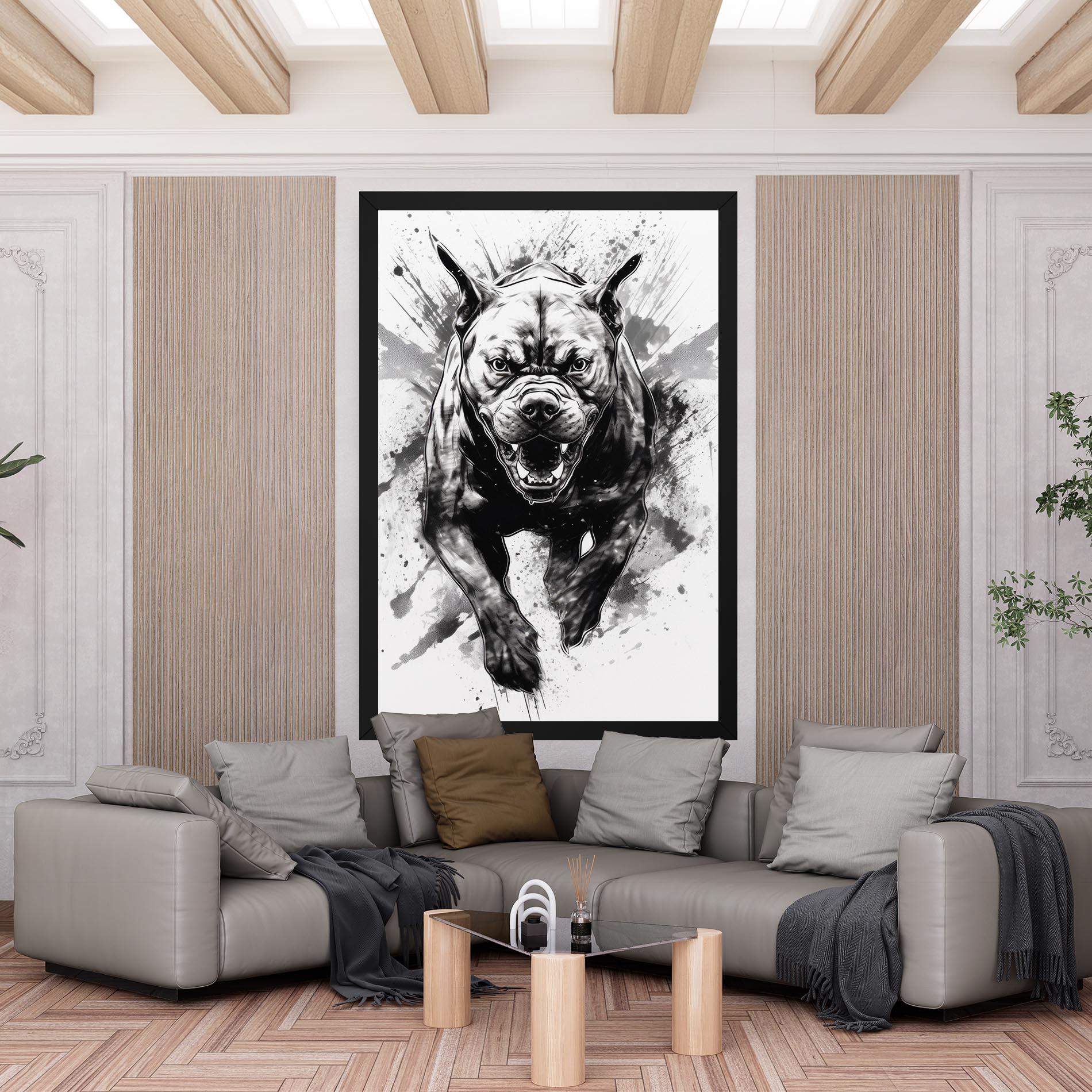 Tablou Canvas Angry Dog Jump mockup 6