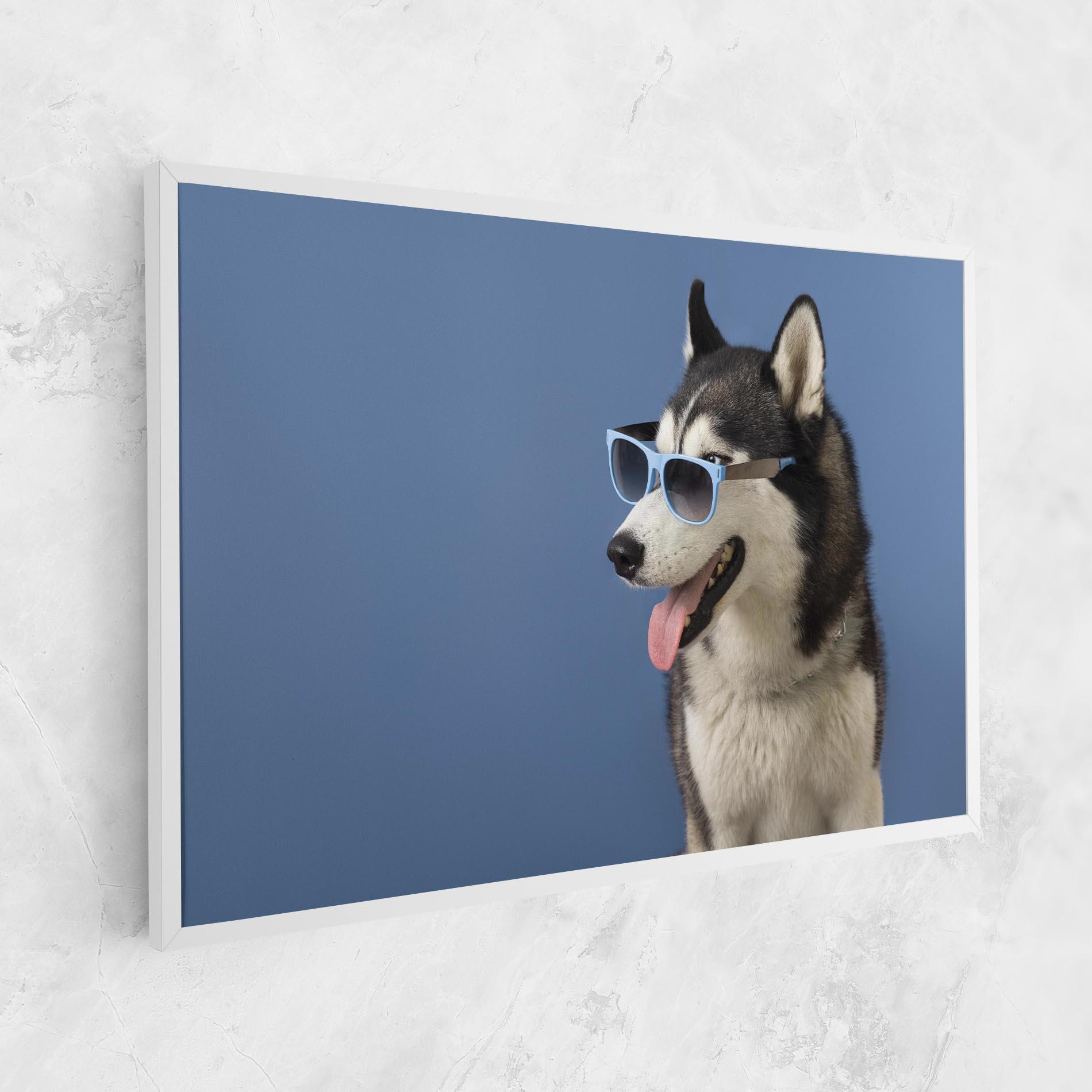 Tablou Canvas Blue Glasses Dog mockup 1