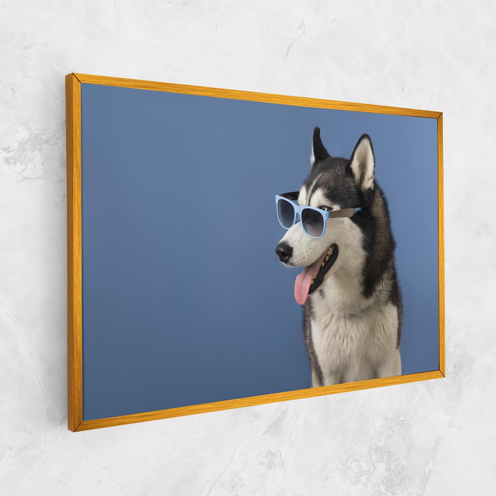Tablou Canvas Blue Glasses Dog mockup 1