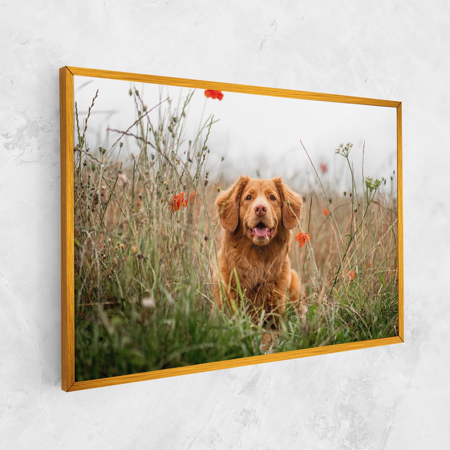 Tablou Canvas Red Flowers Dog mockup 1