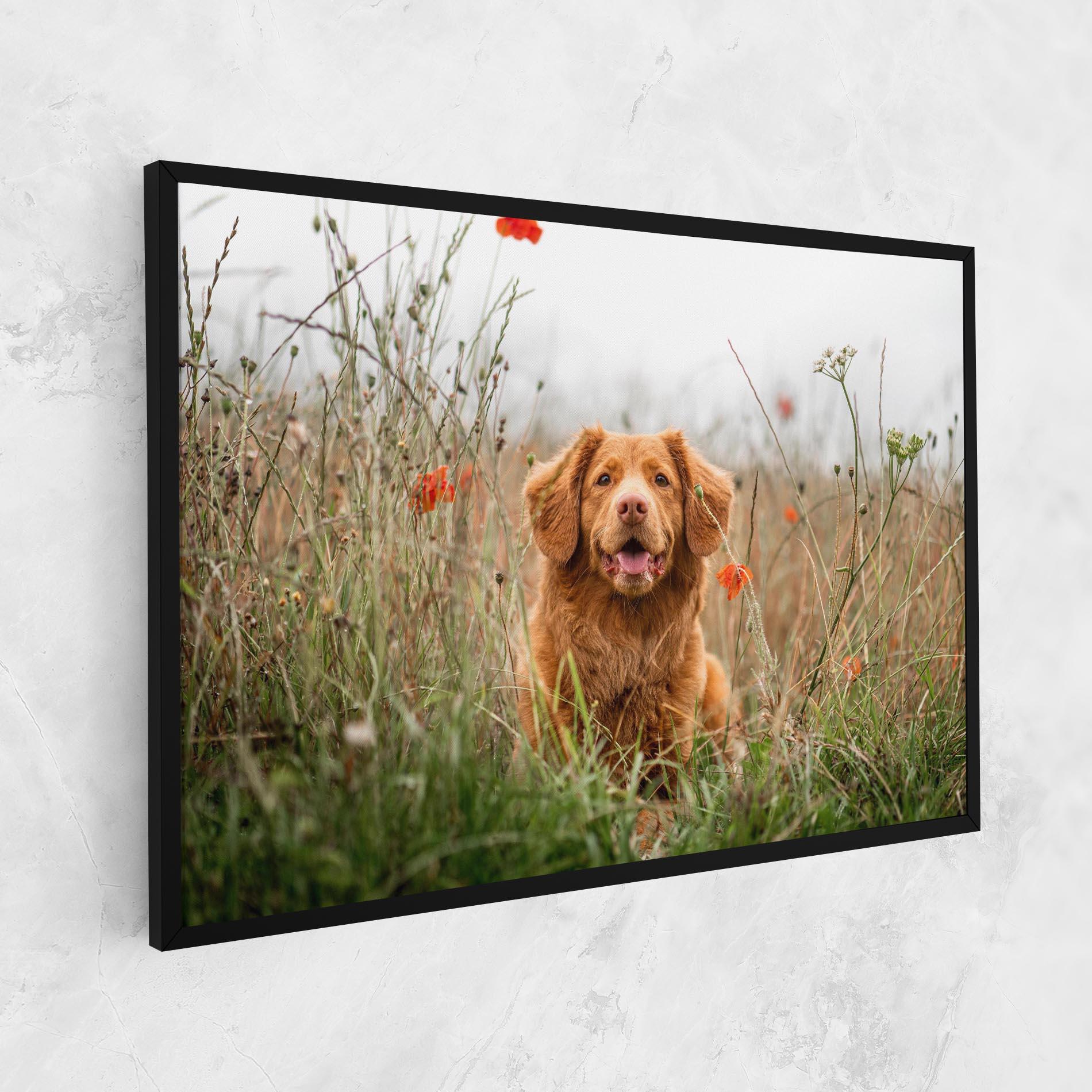 Tablou Canvas Red Flowers Dog mockup 1