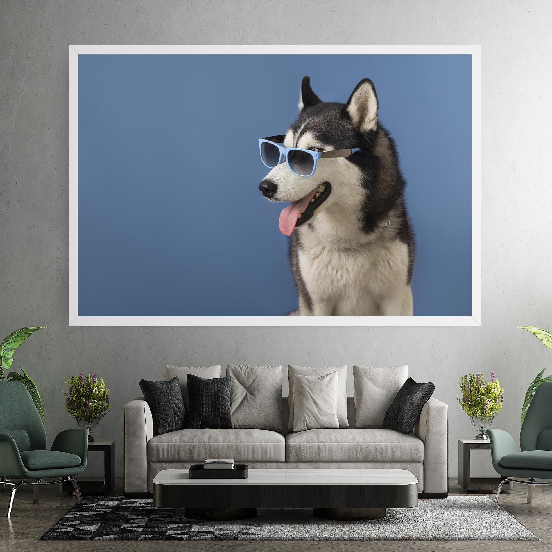 Tablou Canvas Blue Glasses Dog mockup 7