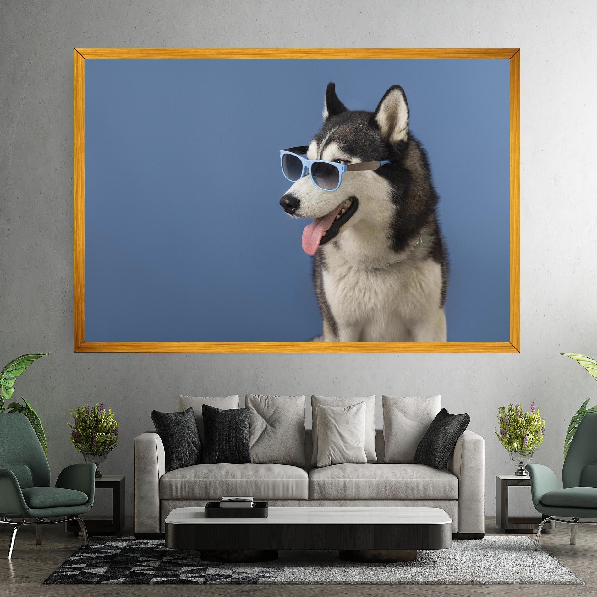 Tablou Canvas Blue Glasses Dog mockup 7