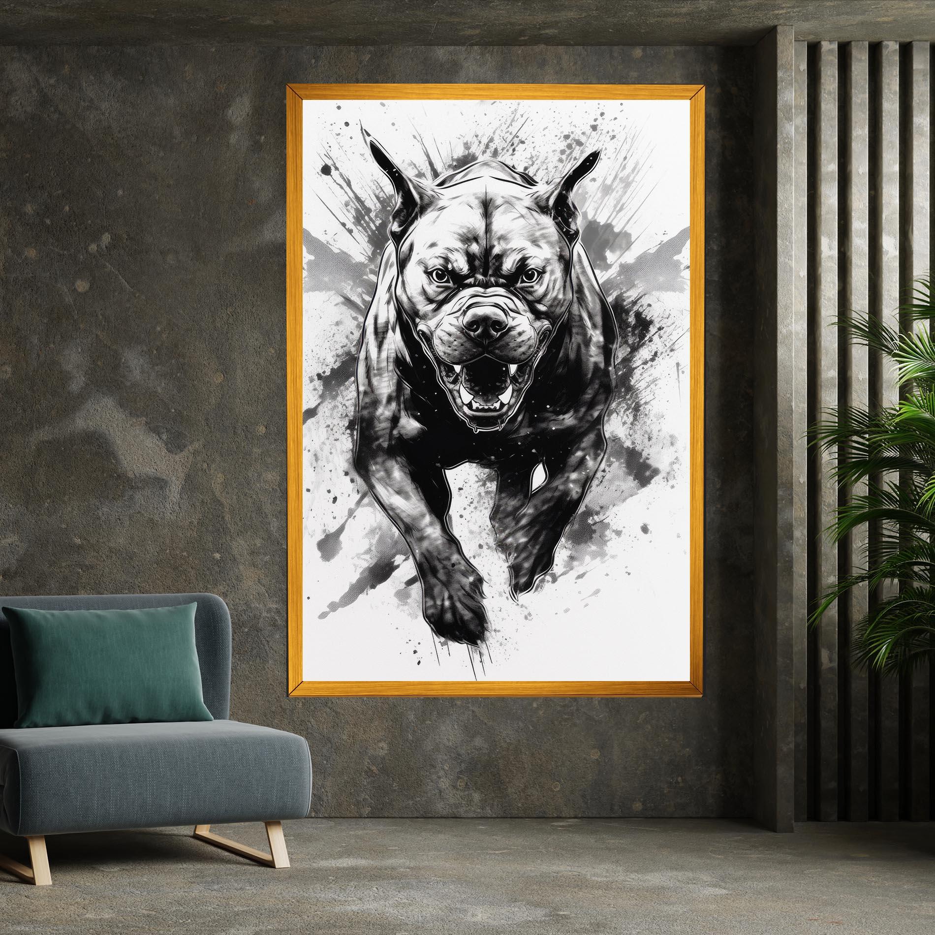 Tablou Canvas Angry Dog Jump mockup 7