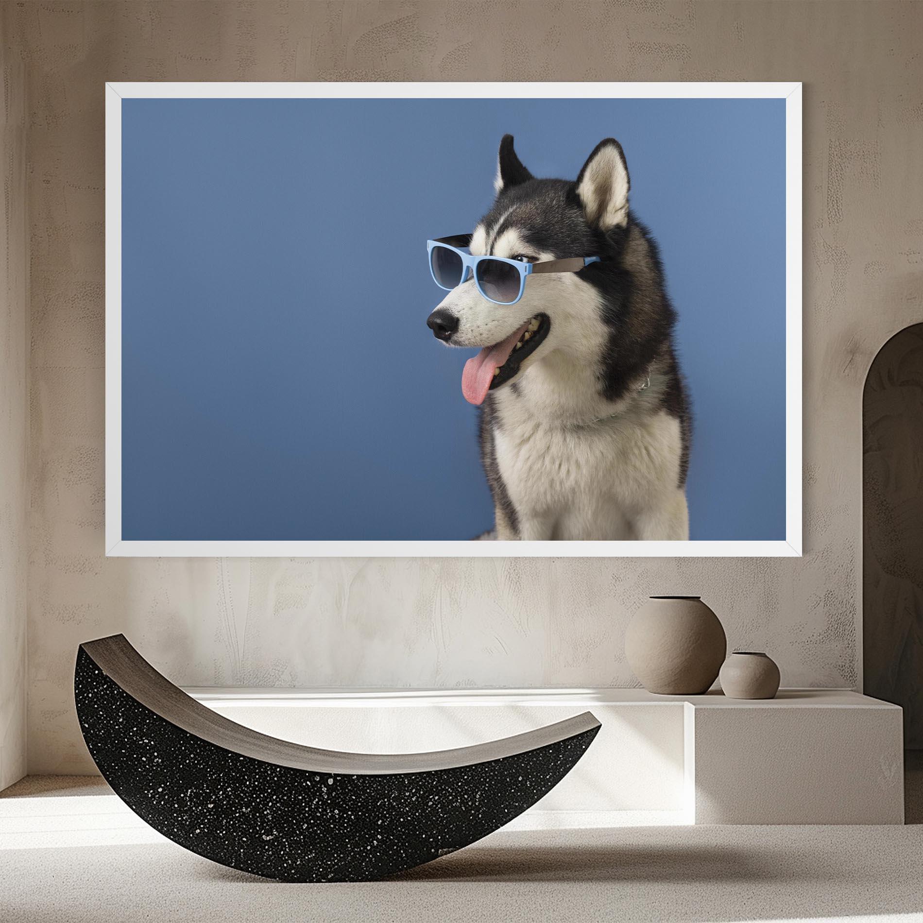 Tablou Canvas Blue Glasses Dog mockup 8