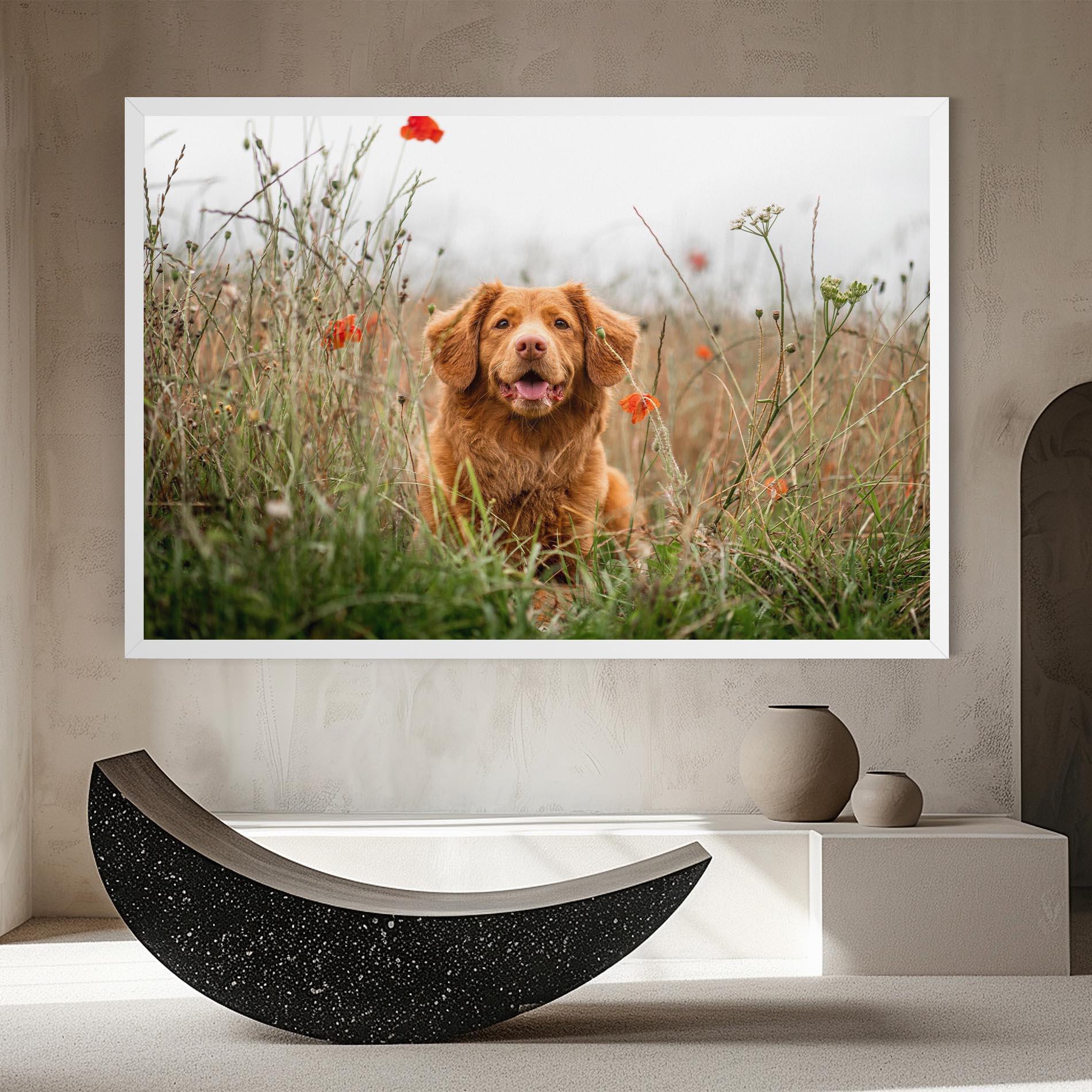 Tablou Canvas Red Flowers Dog mockup 8
