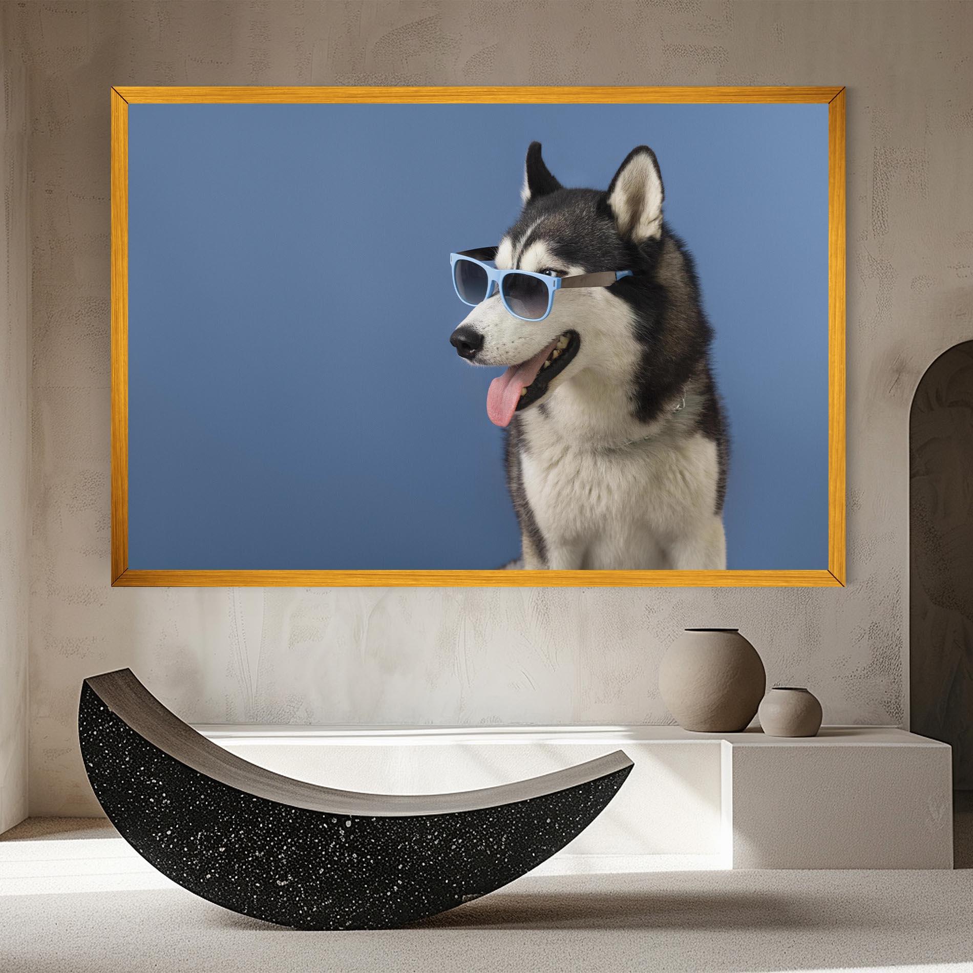 Tablou Canvas Blue Glasses Dog mockup 8