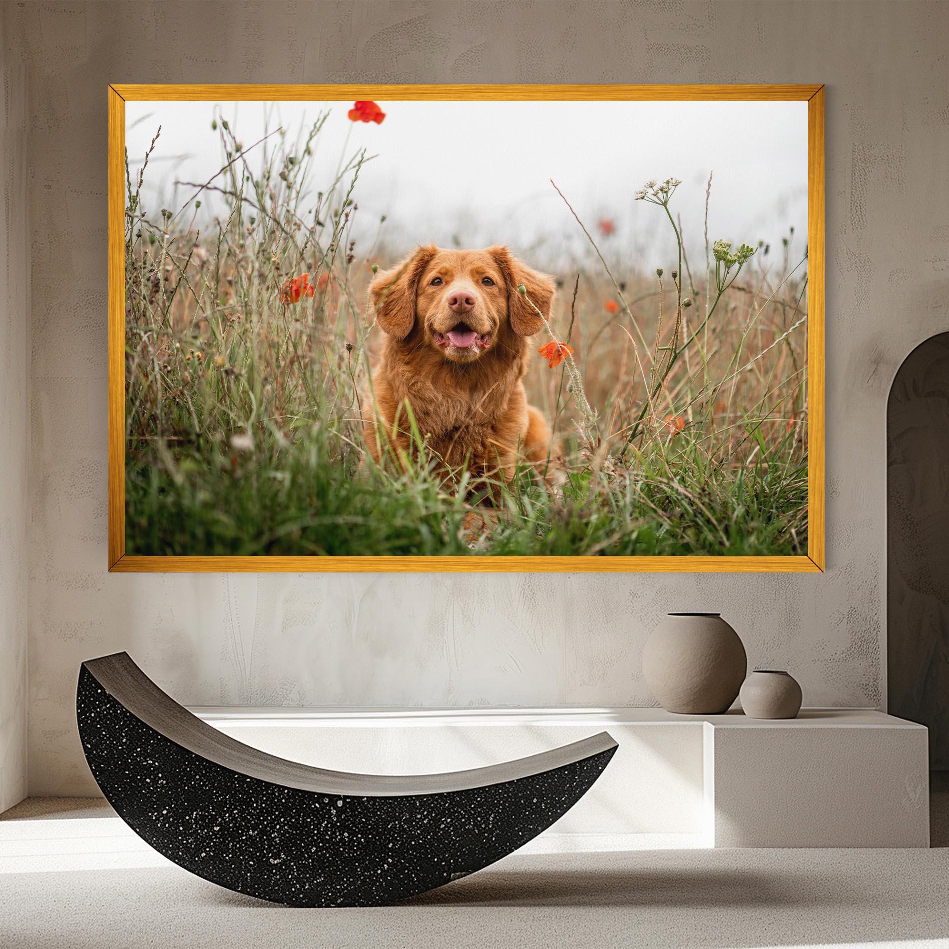 Tablou Canvas Red Flowers Dog mockup 8