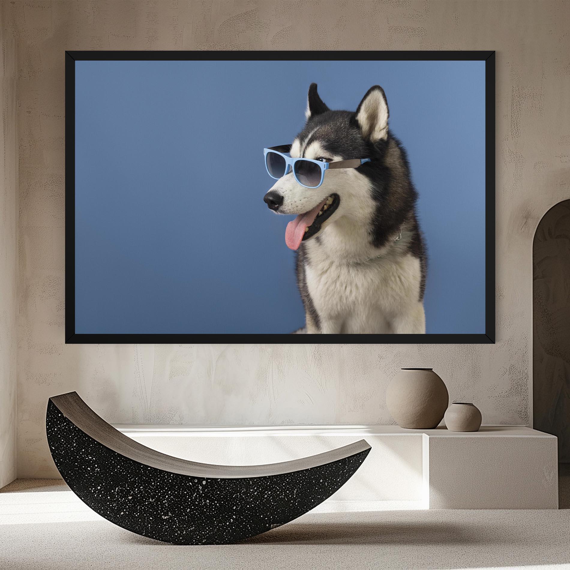 Tablou Canvas Blue Glasses Dog mockup 8