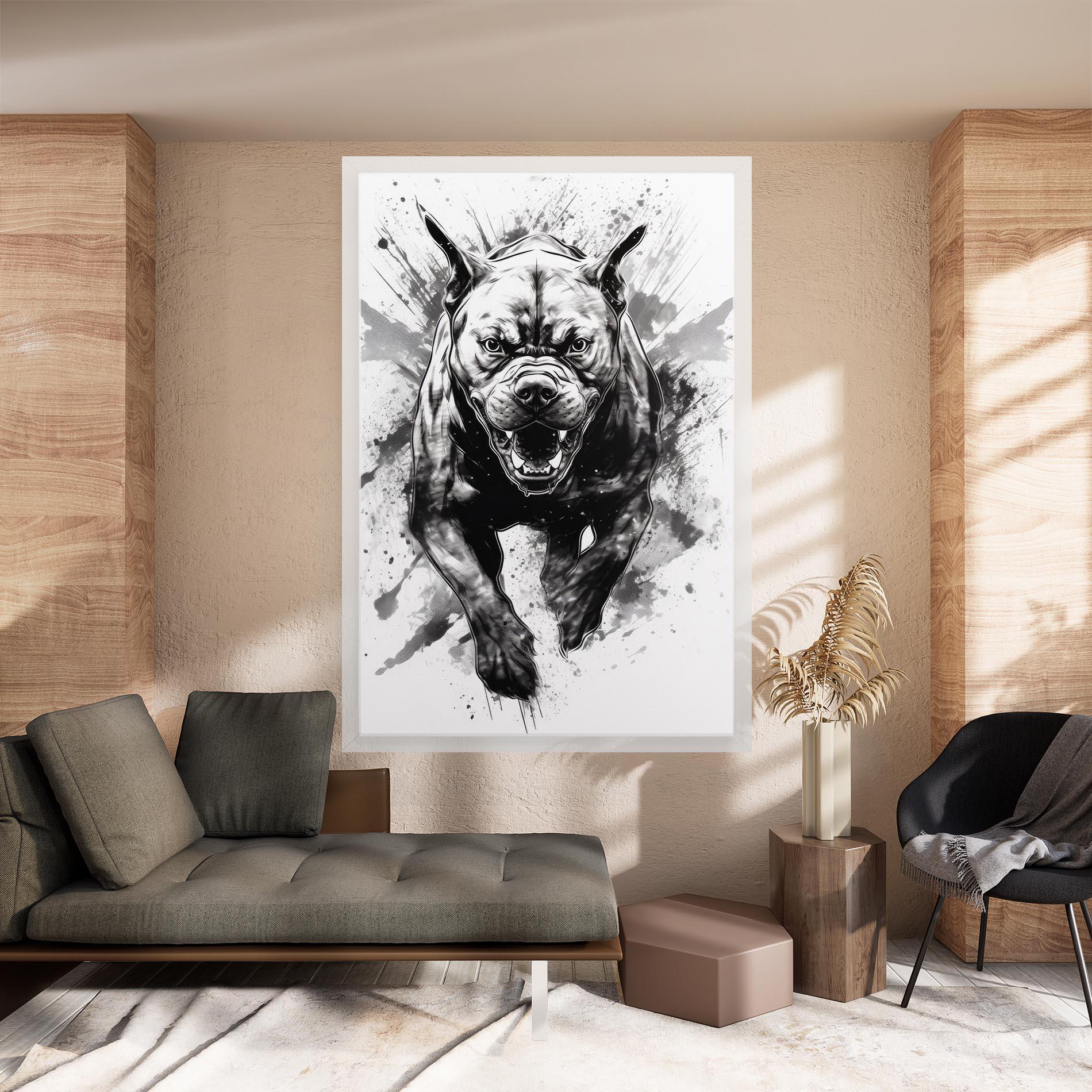 Tablou Canvas Angry Dog Jump mockup 8