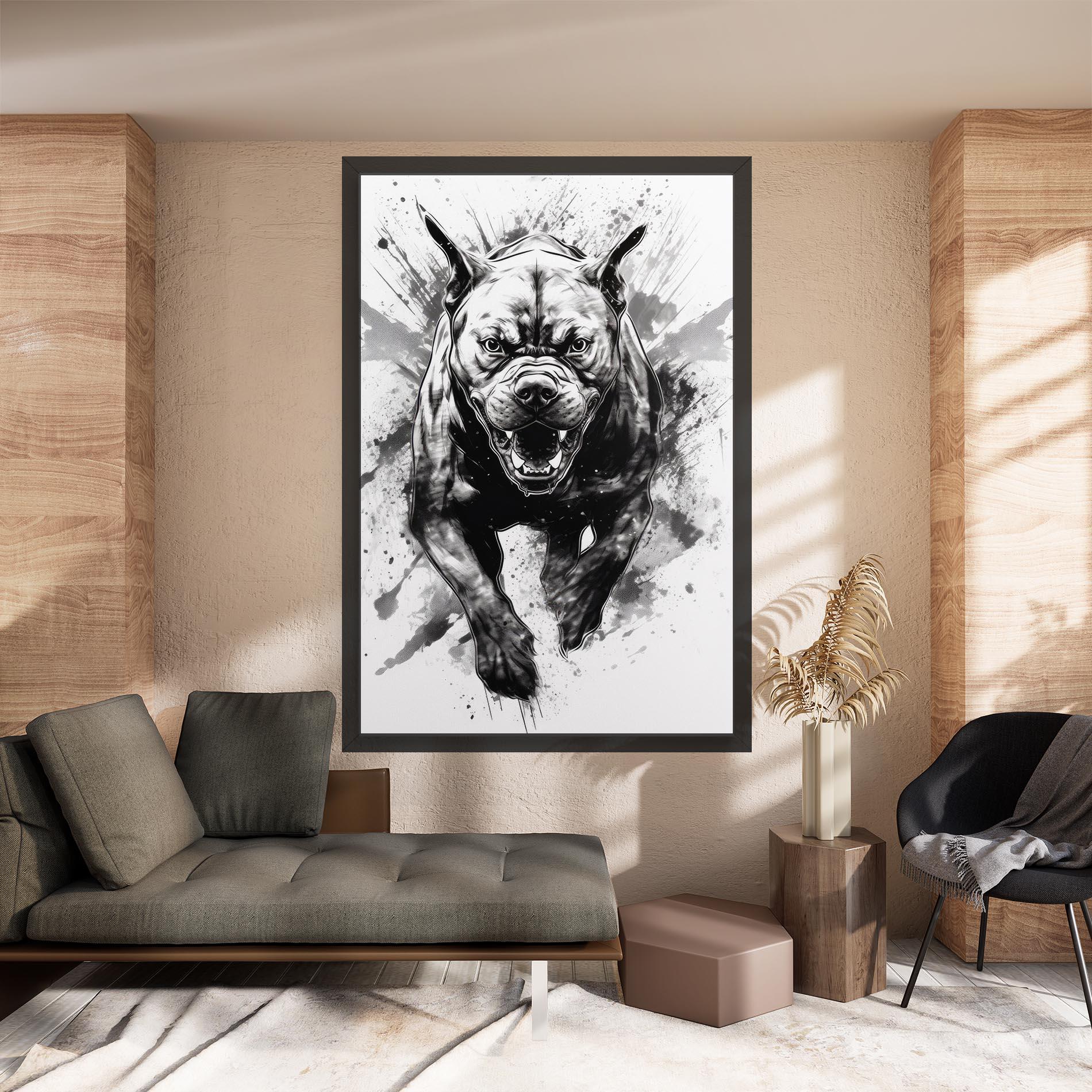 Tablou Canvas Angry Dog Jump mockup 8