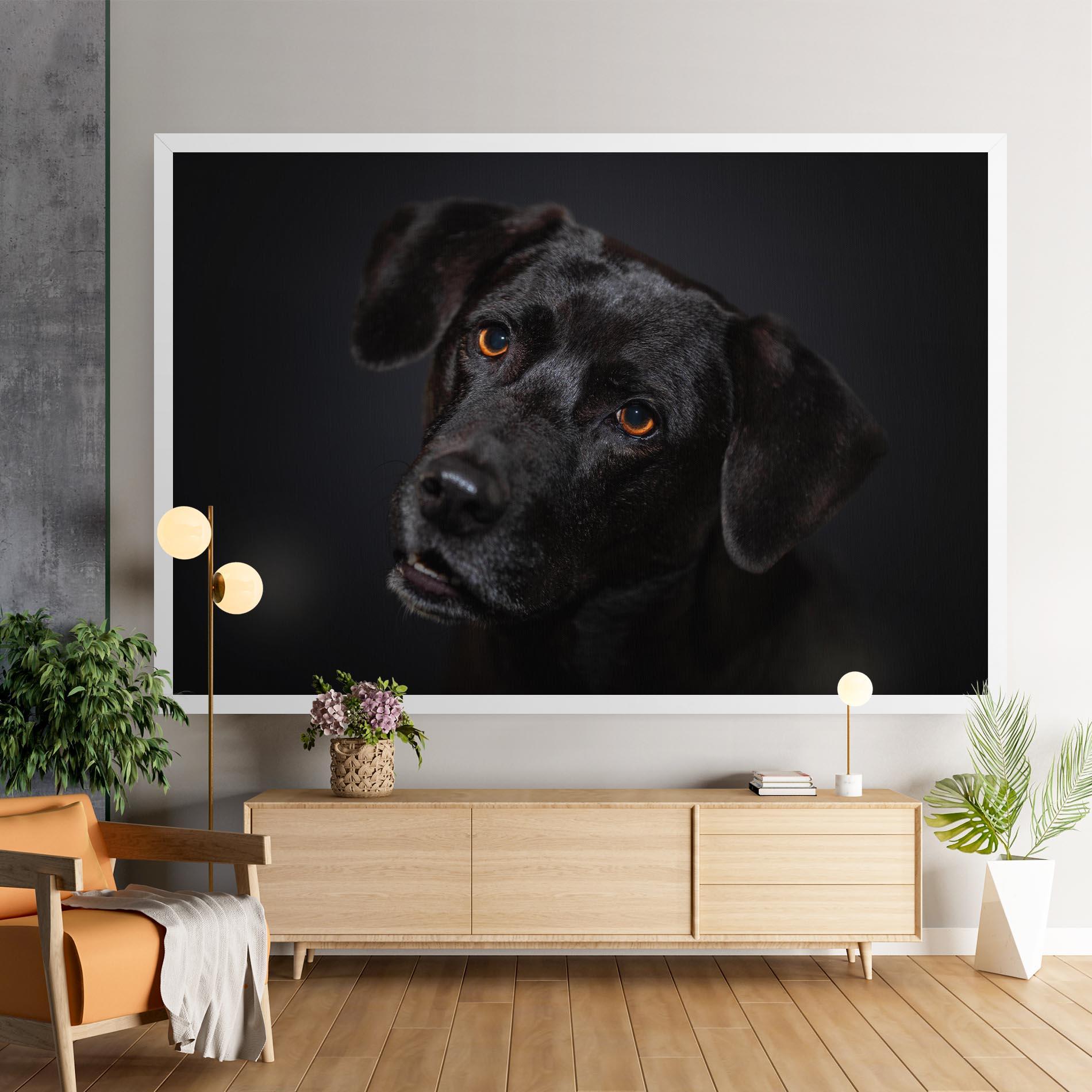 Tablou Canvas Black Dog Portrait mockup 9