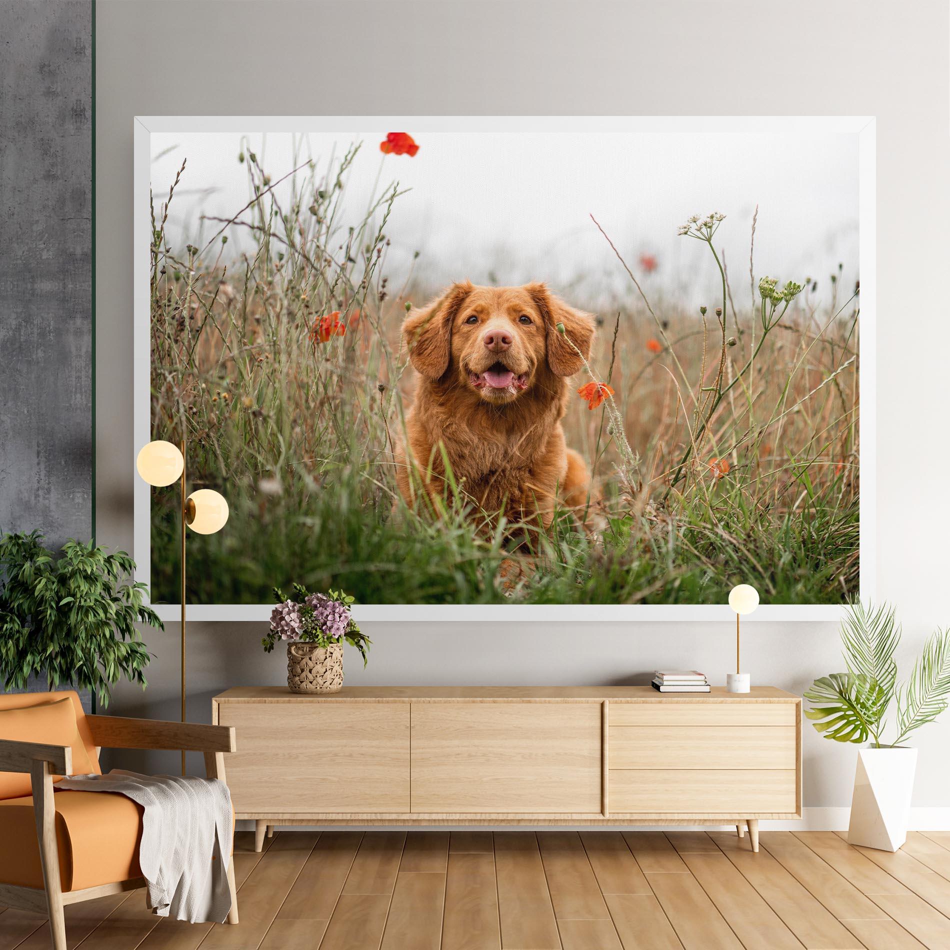 Tablou Canvas Red Flowers Dog mockup 9