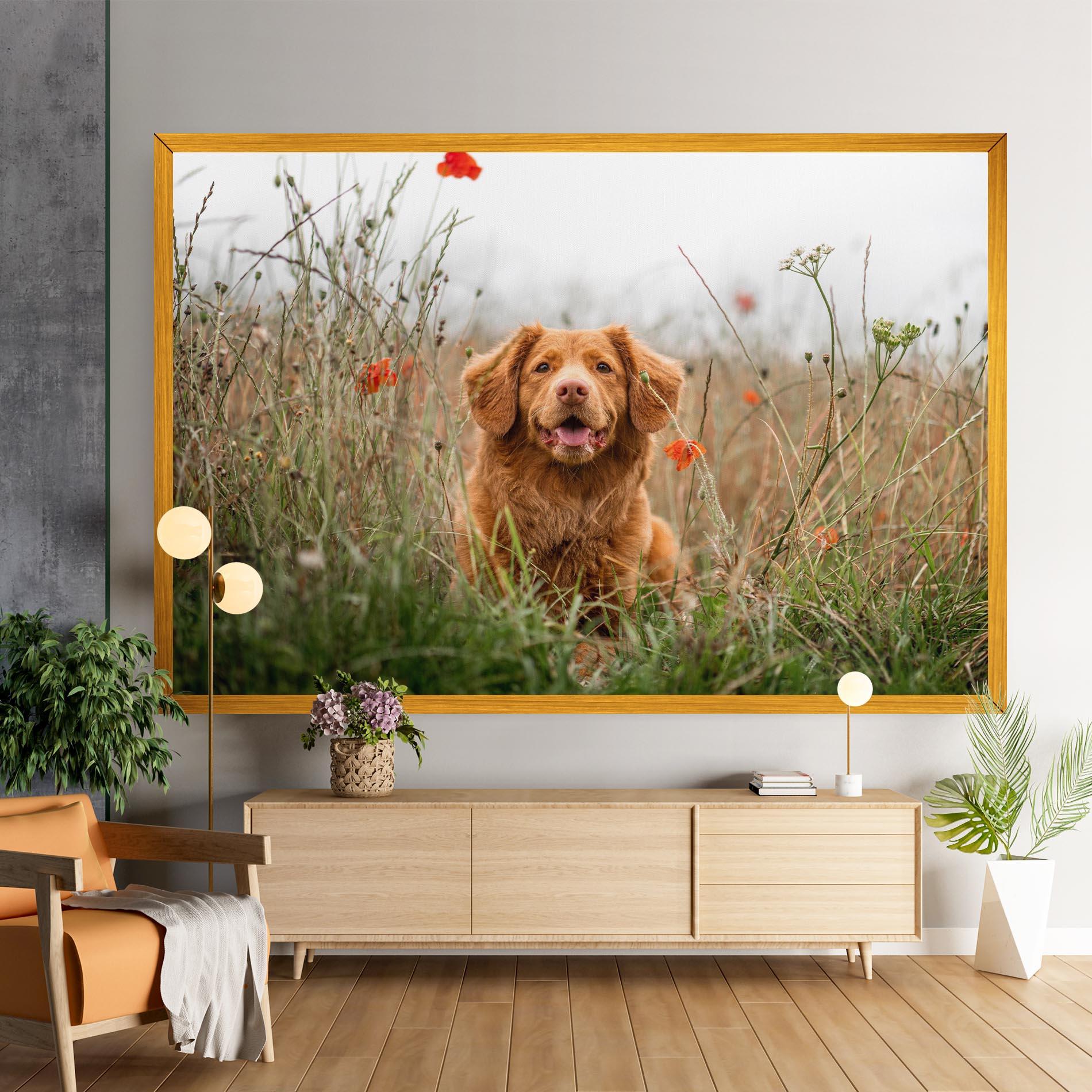 Tablou Canvas Red Flowers Dog mockup 9