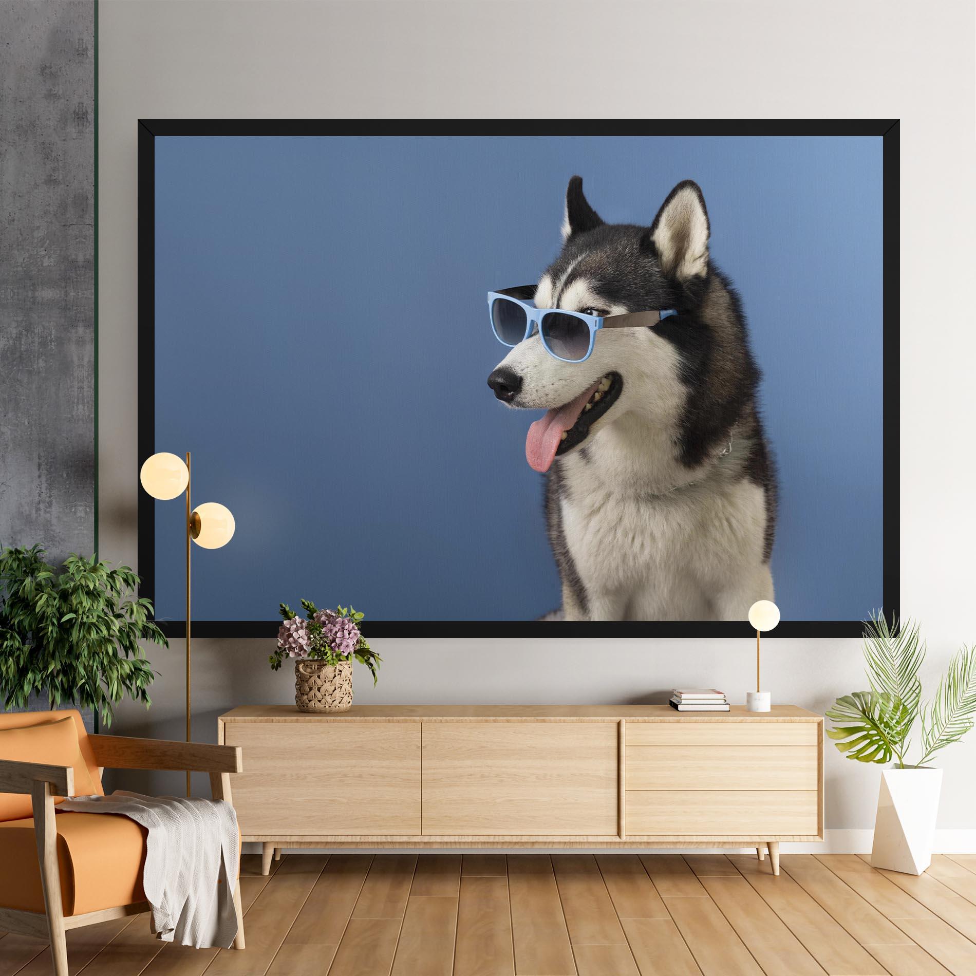 Tablou Canvas Blue Glasses Dog mockup 9