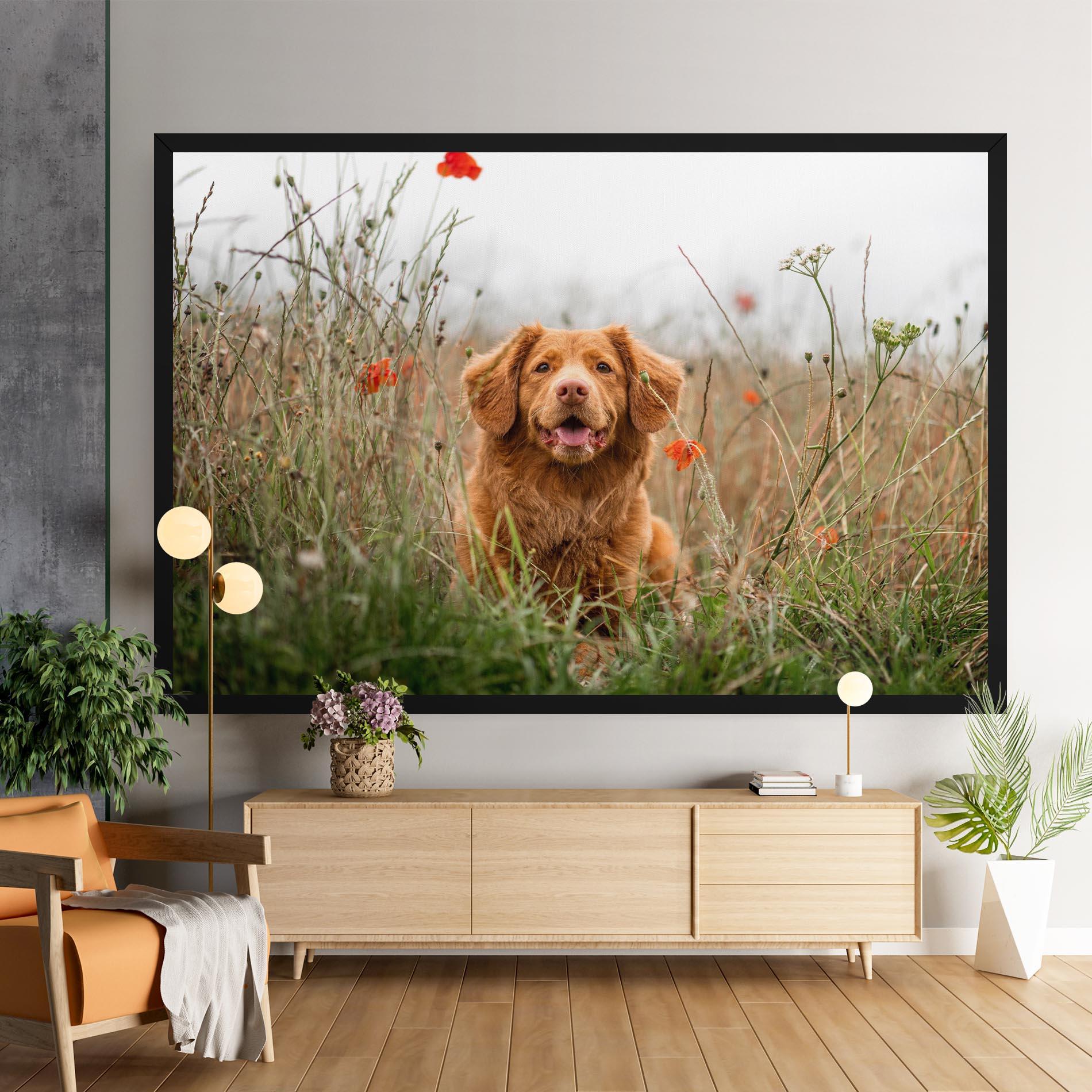 Tablou Canvas Red Flowers Dog mockup 9