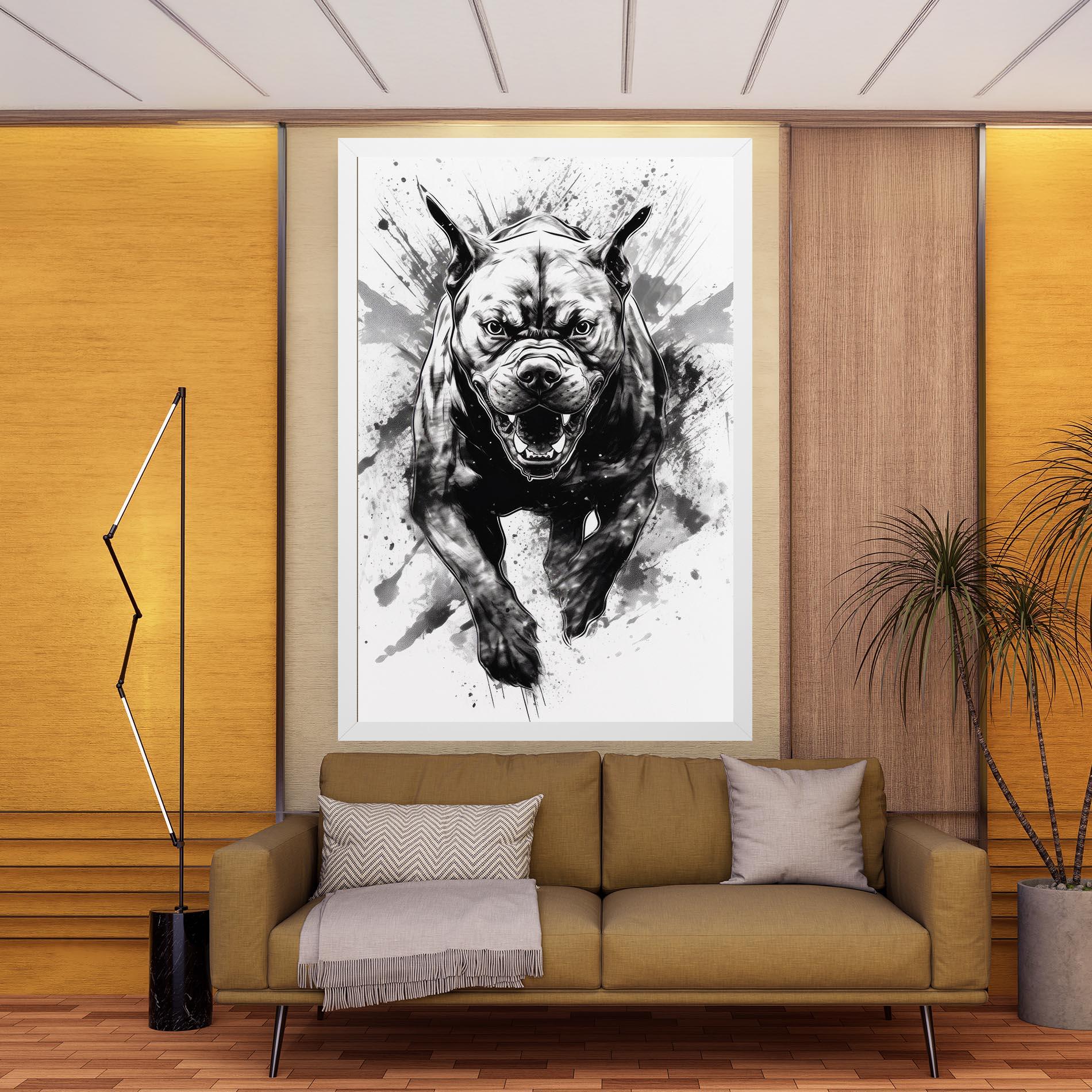 Tablou Canvas Angry Dog Jump mockup 9