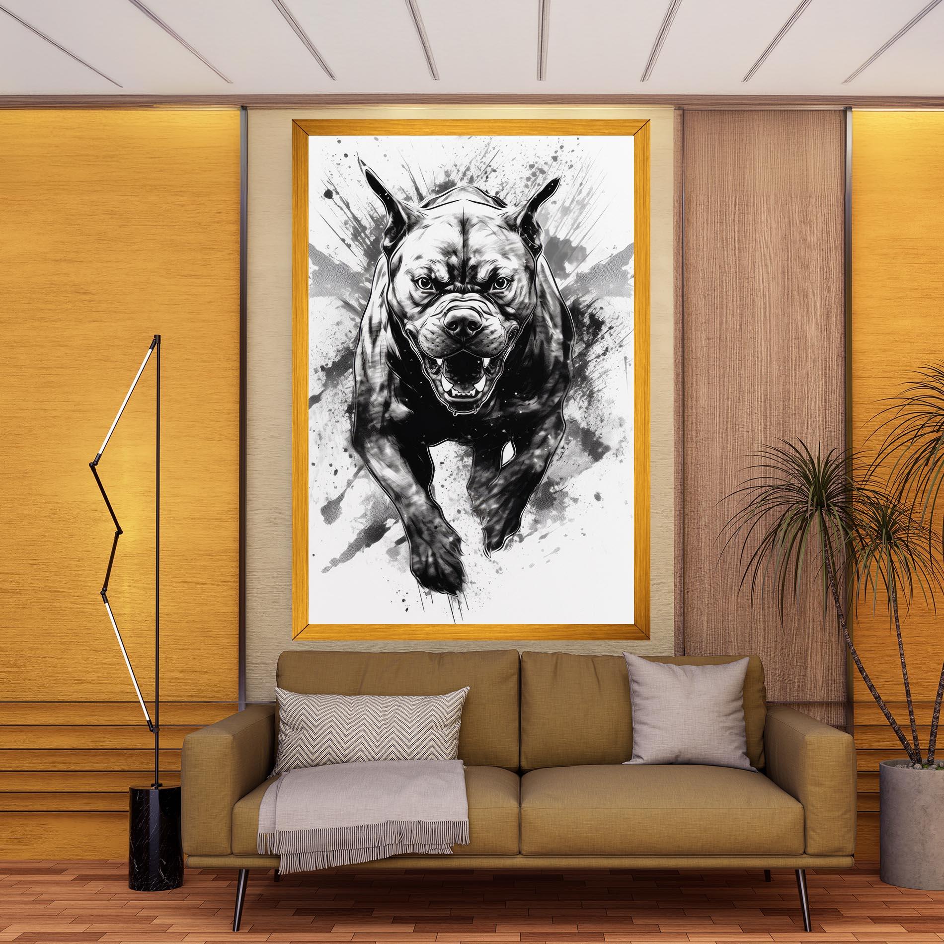 Tablou Canvas Angry Dog Jump mockup 9