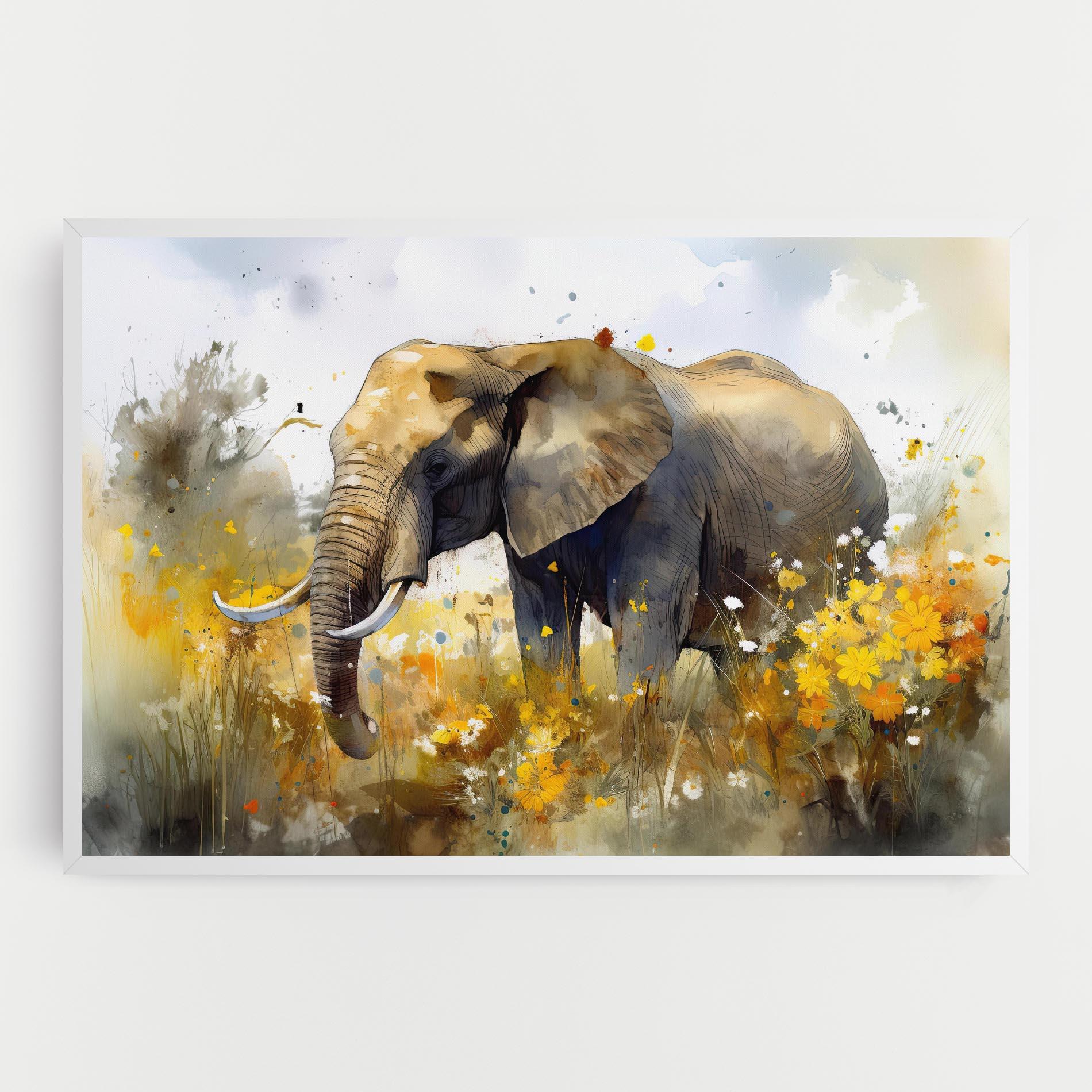 Tablou Canvas Yellow Flowers Elephant mockup 0