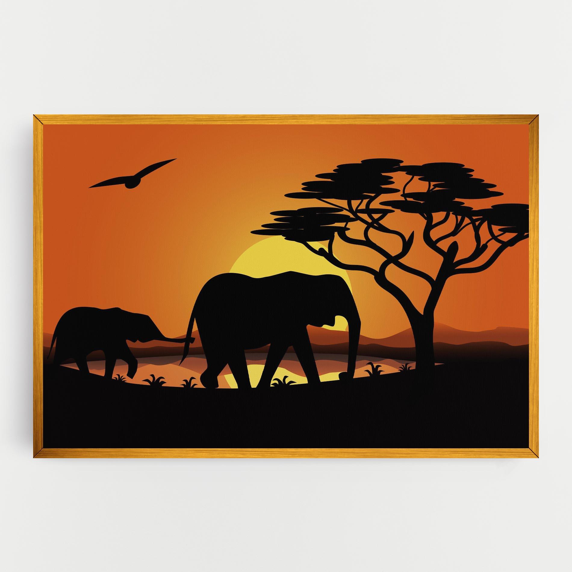 Tablou Canvas Elephant Sunset mockup 0