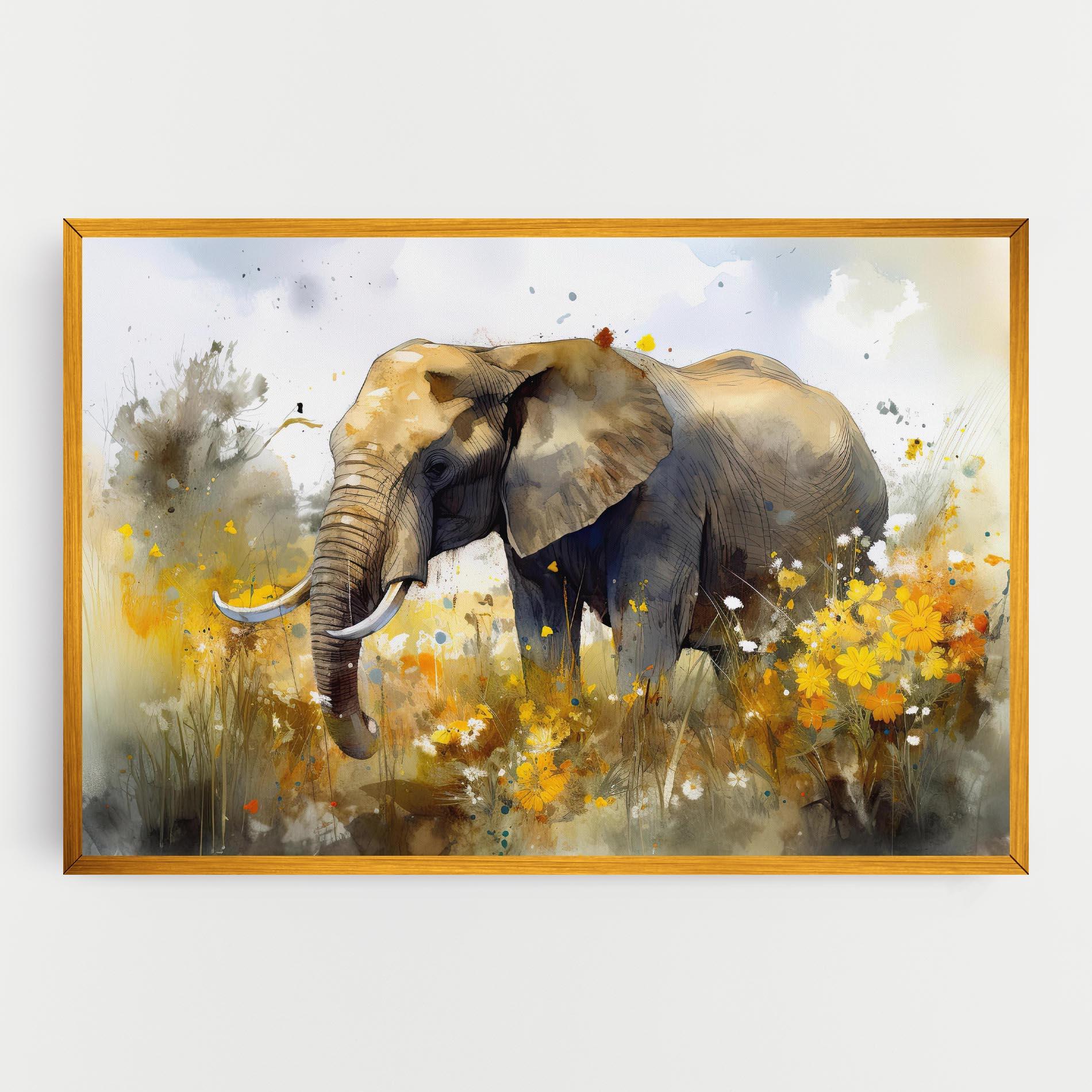 Tablou Canvas Yellow Flowers Elephant mockup 0