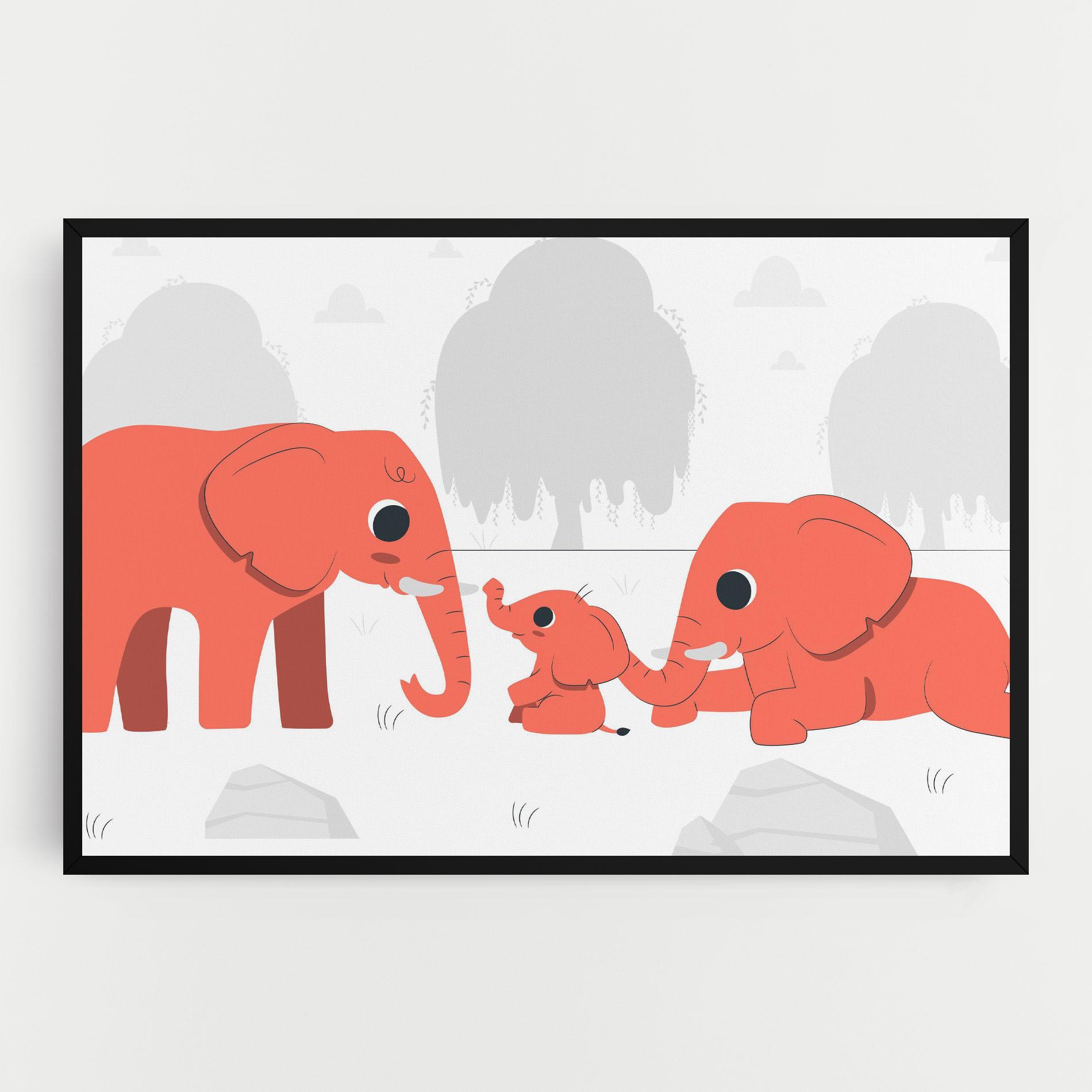 Tablou Canvas Orange Elephant mockup 0