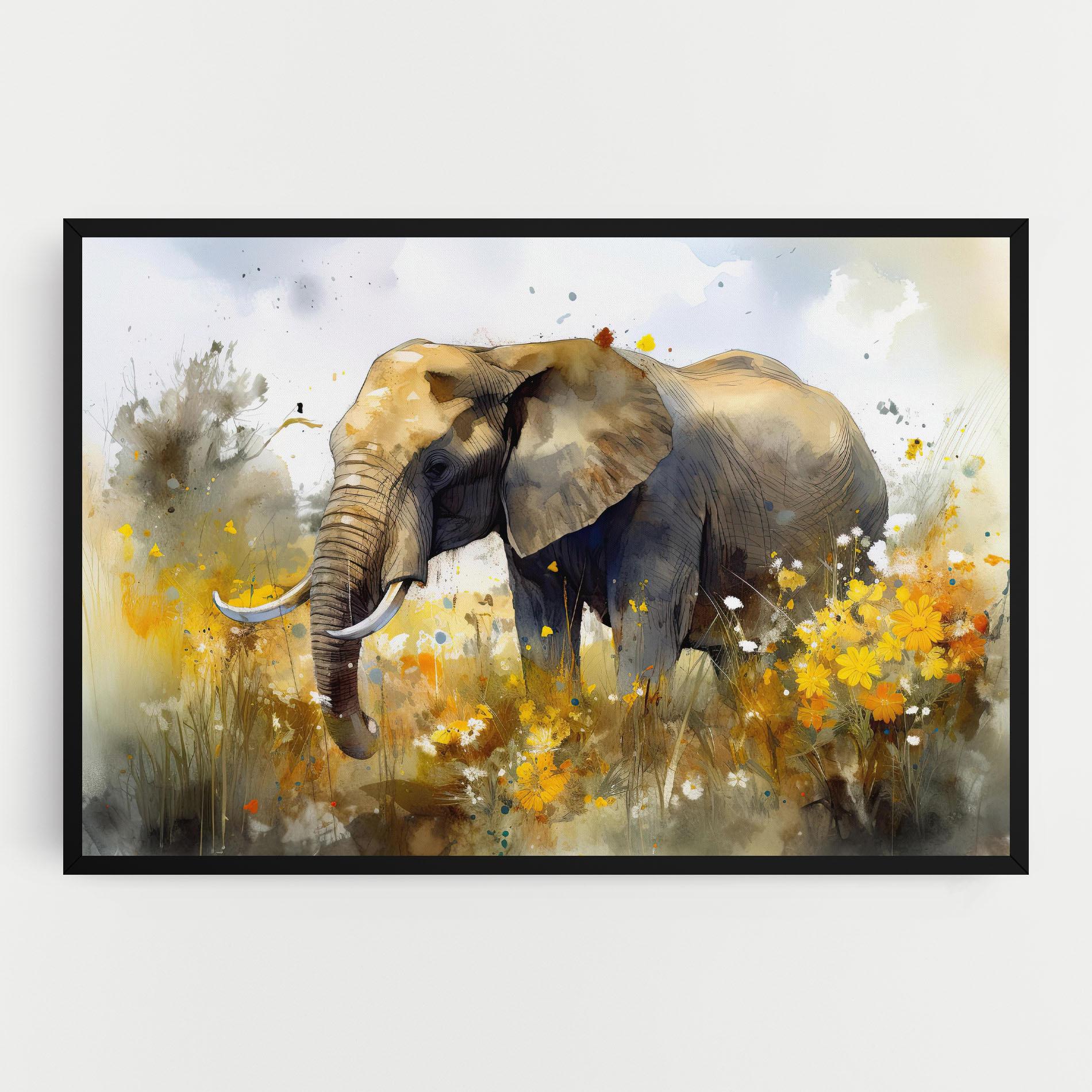 Tablou Canvas Yellow Flowers Elephant mockup 0