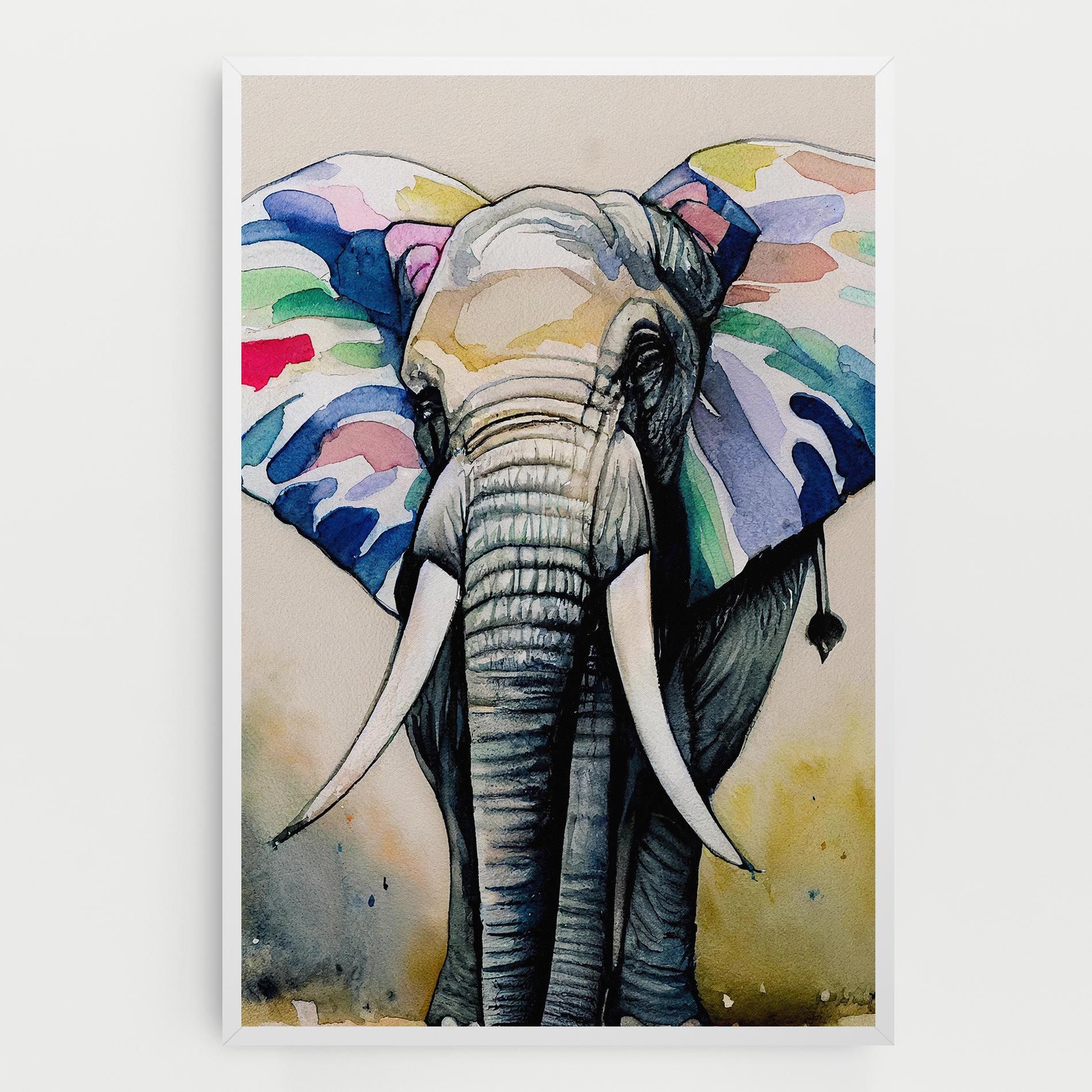 Watercolor Elephant Art mockup 0