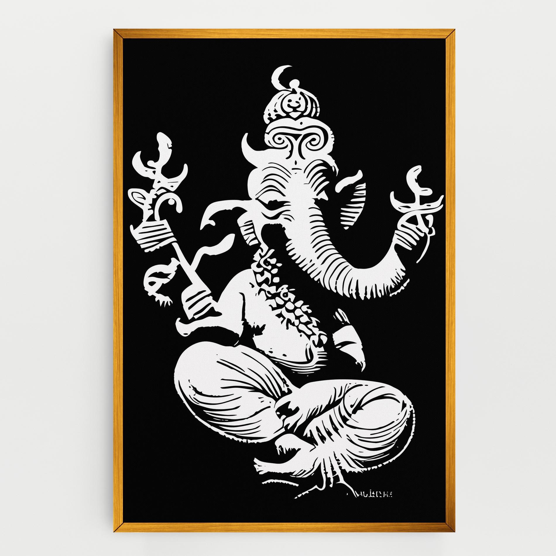 Tablou Canvas Black And White Ganesha mockup 0