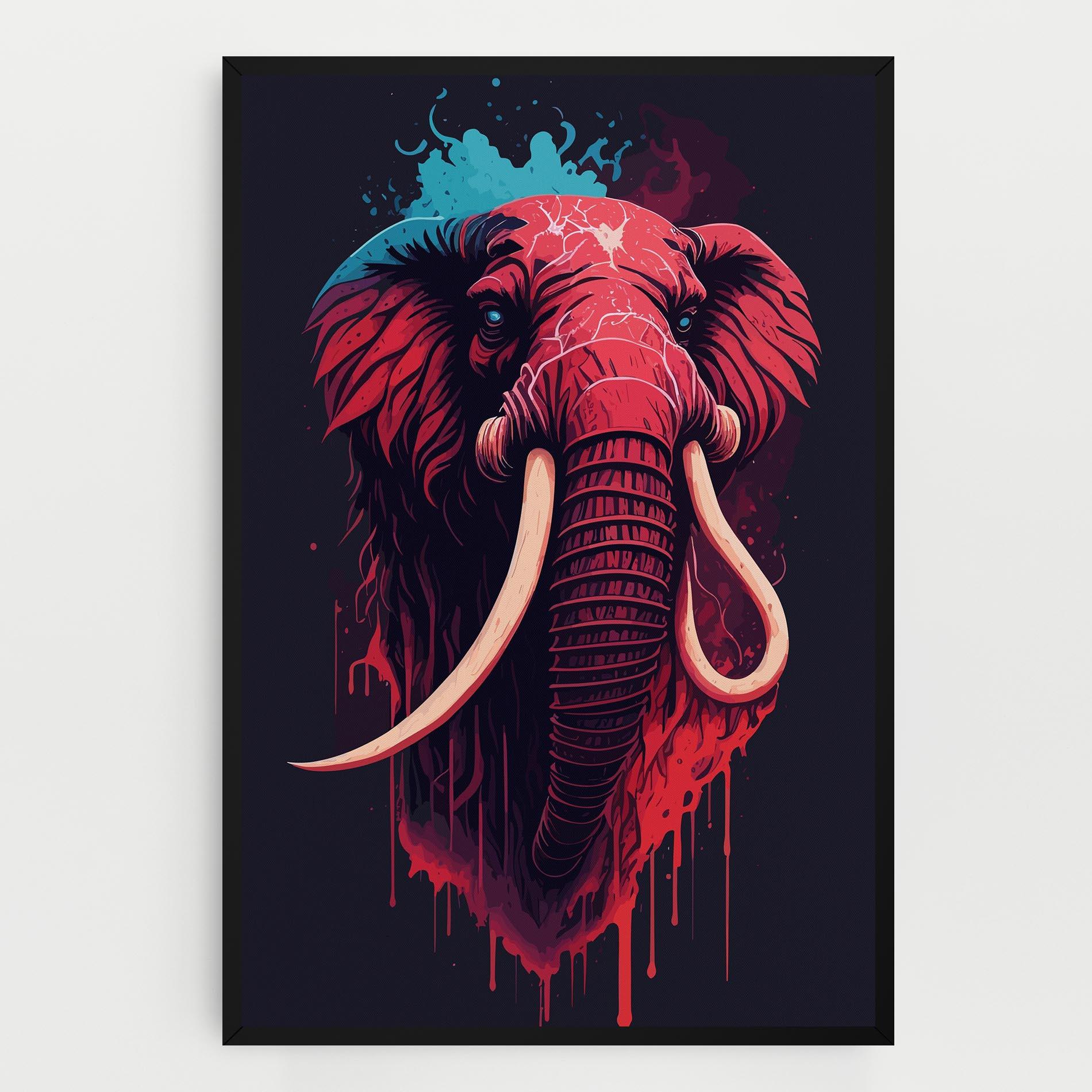 Tablou Canvas Blue Red Elephant mockup 0