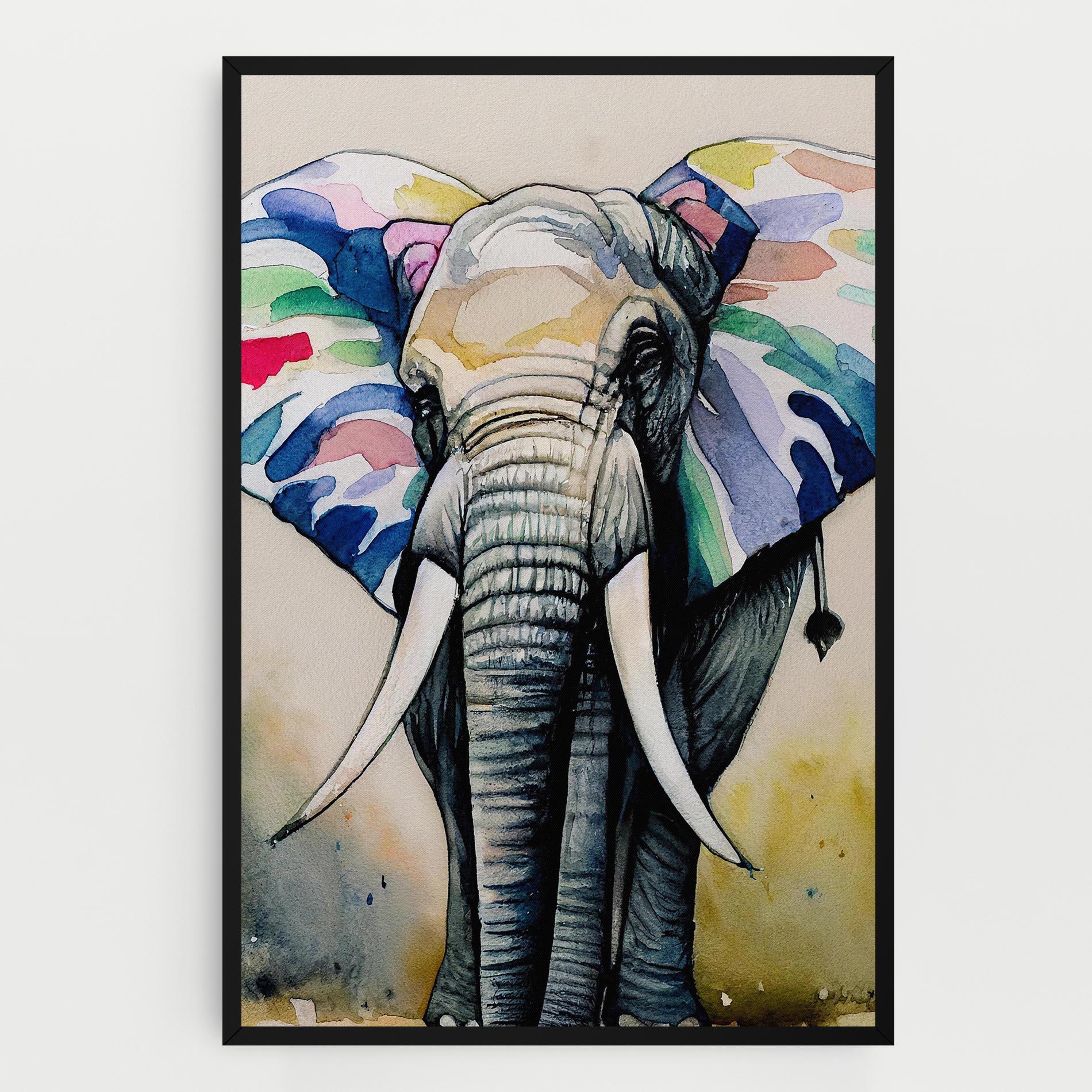 Tablou Canvas Watercolor Elephant Art mockup 0