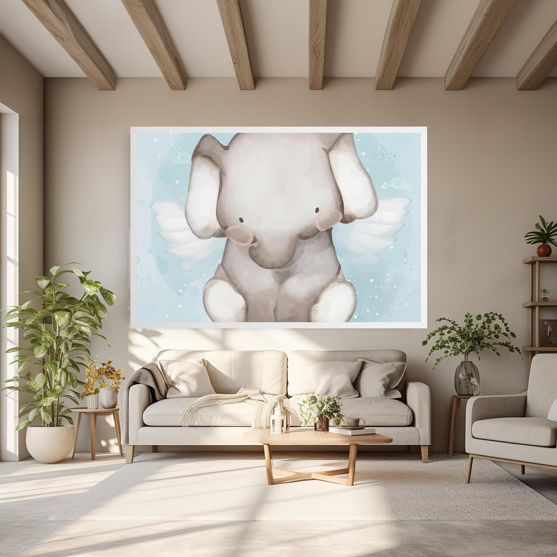 Tablou Canvas Elephant On Blue mockup 6