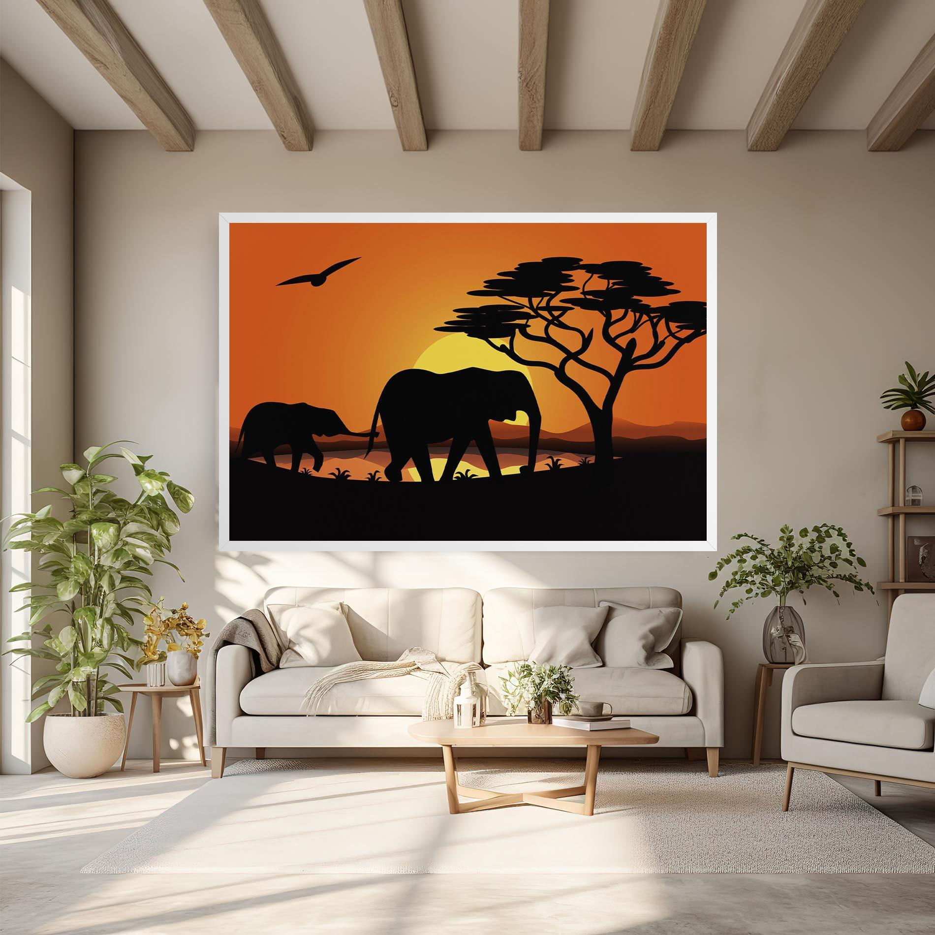 Tablou Canvas Elephant Sunset mockup 6