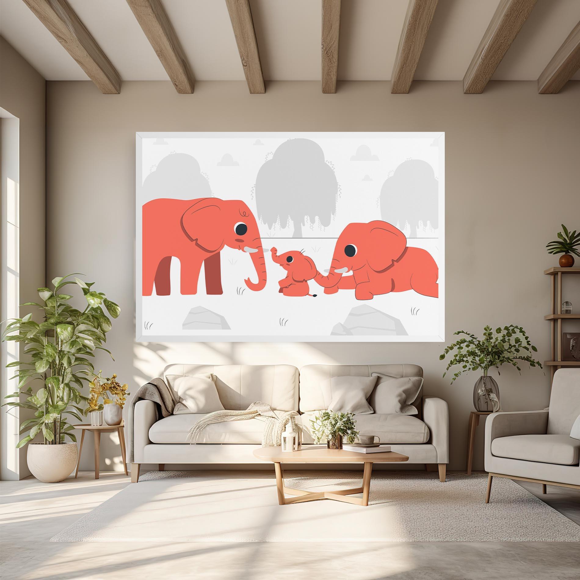 Tablou Canvas Orange Elephant mockup 6