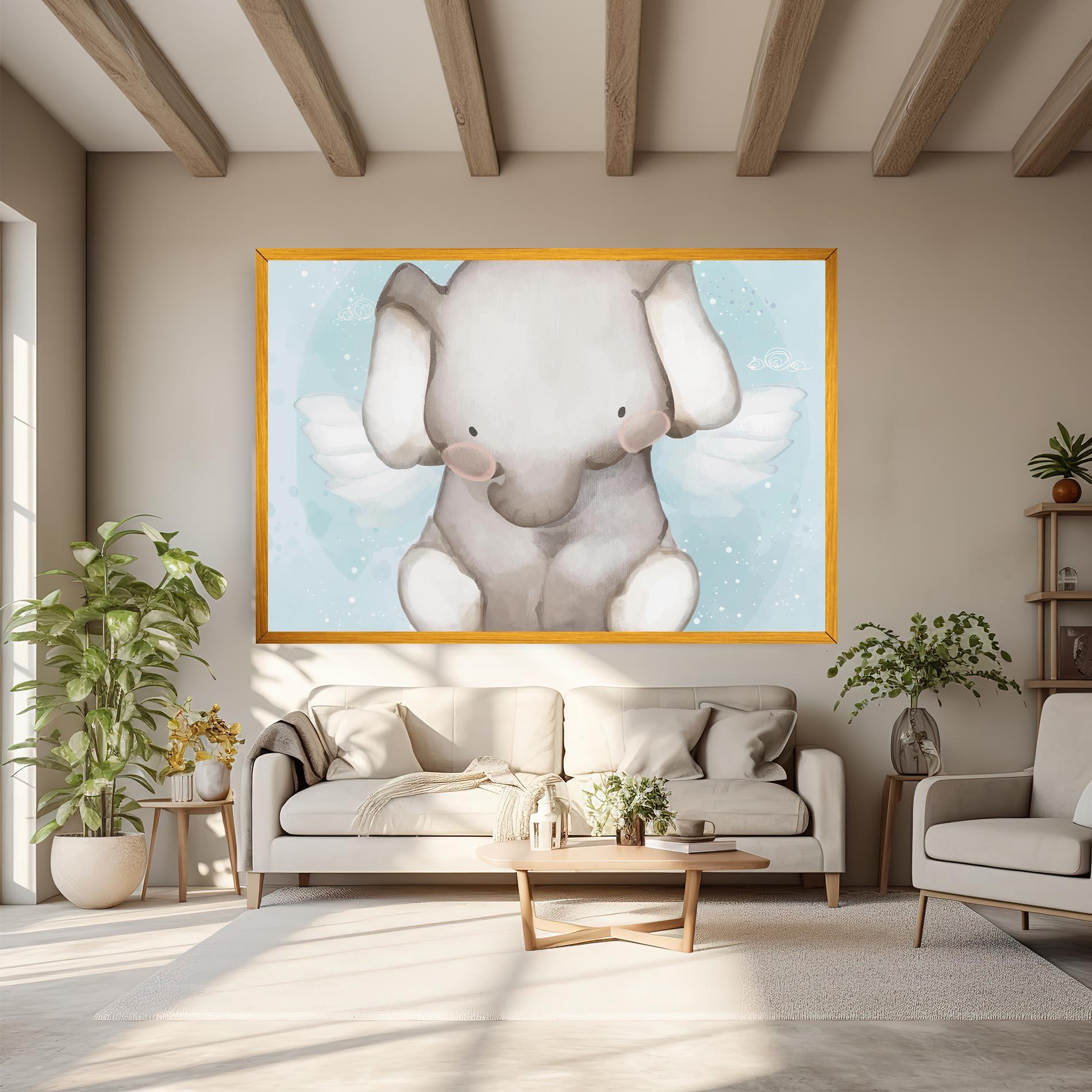 Tablou Canvas Elephant On Blue mockup 6