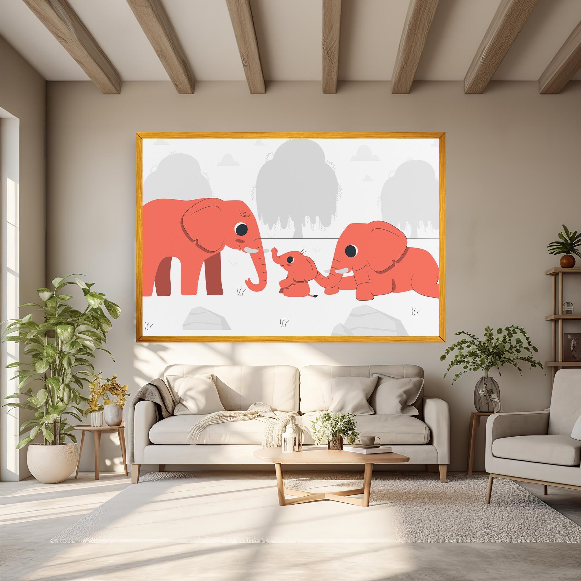 Tablou Canvas Orange Elephant mockup 6