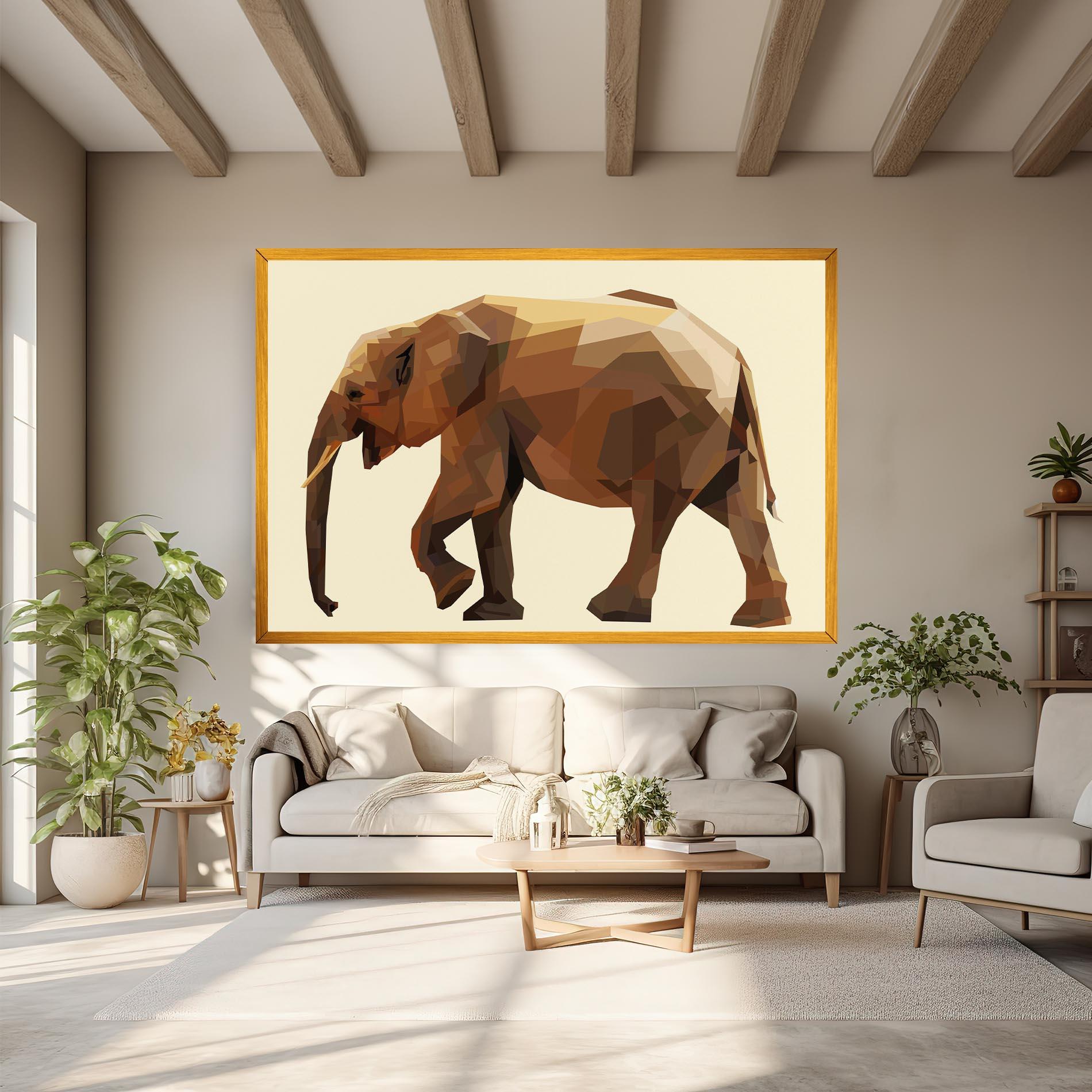 Tablou Canvas Walking Elephant Cream mockup 6